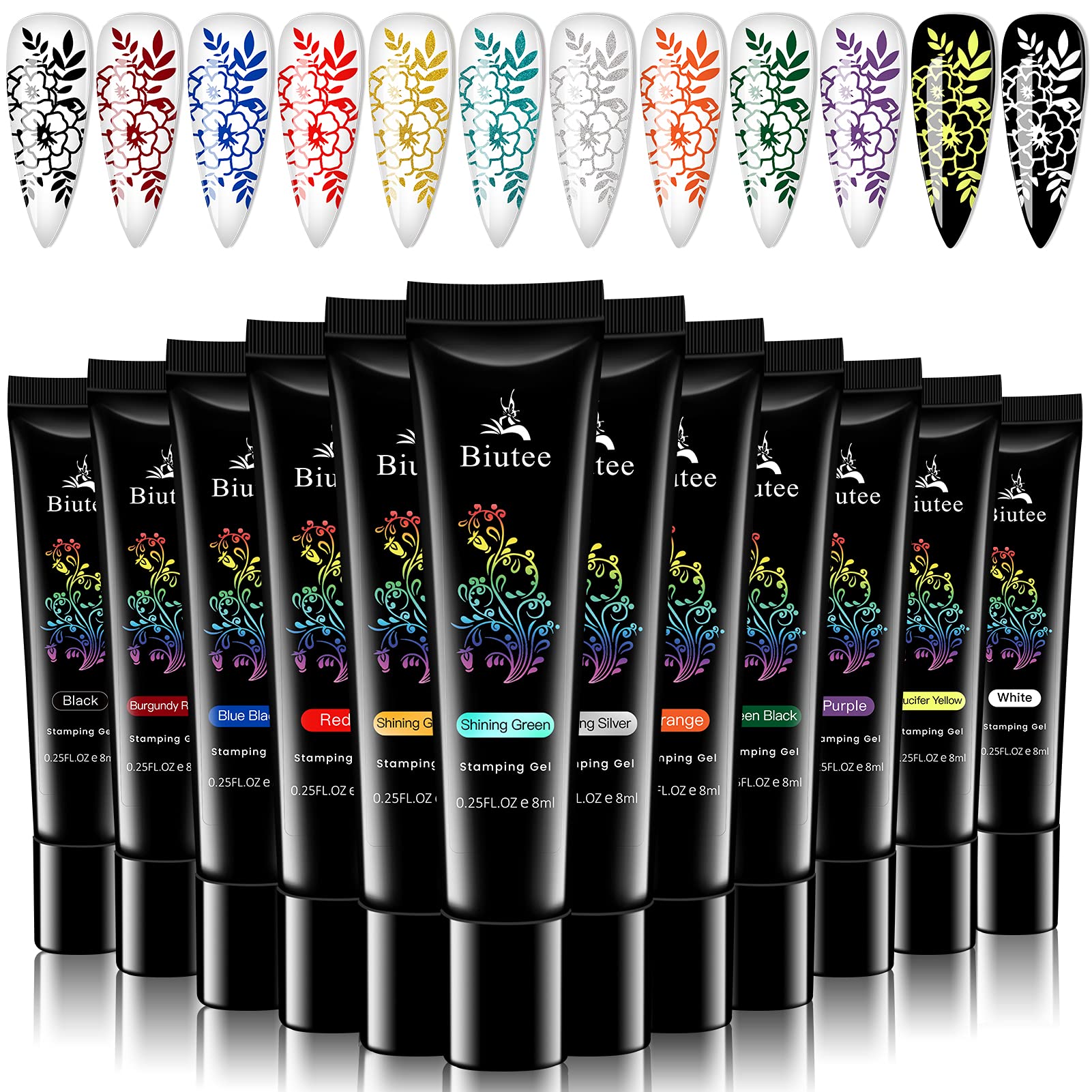 SEISSO geles stamping, botellas de 8ml, colección de 12 colores para uñas.