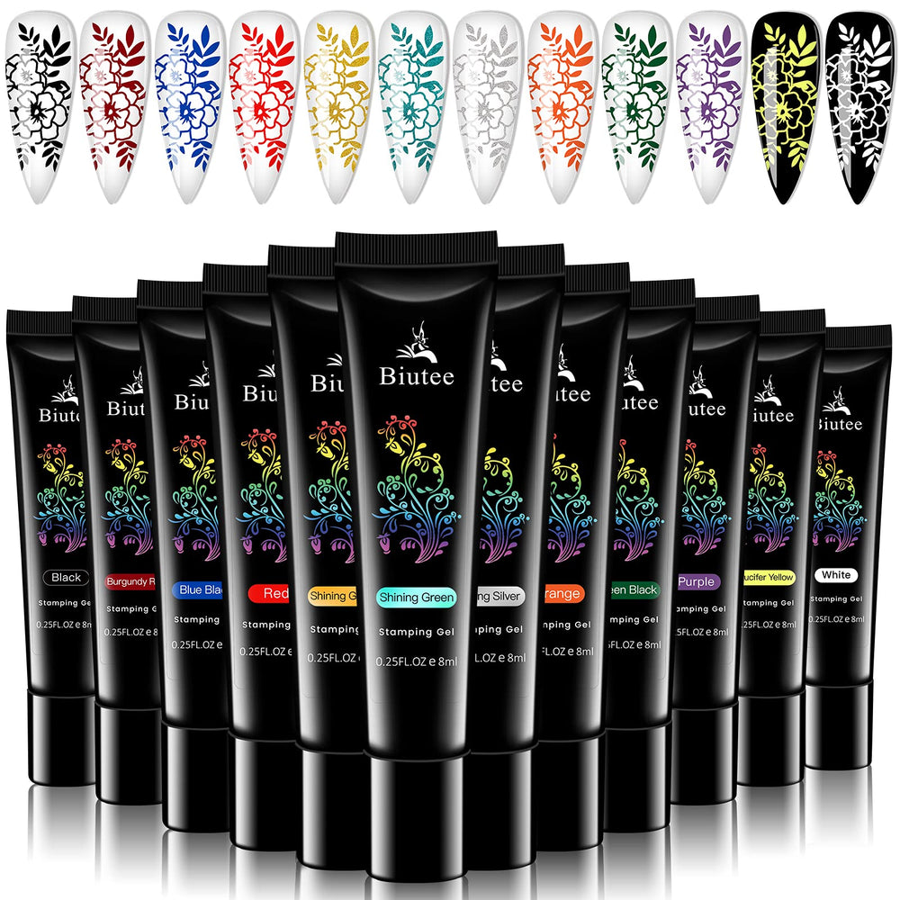 SEISSO geles stamping, botellas de 8ml, colección de 12 colores para uñas.