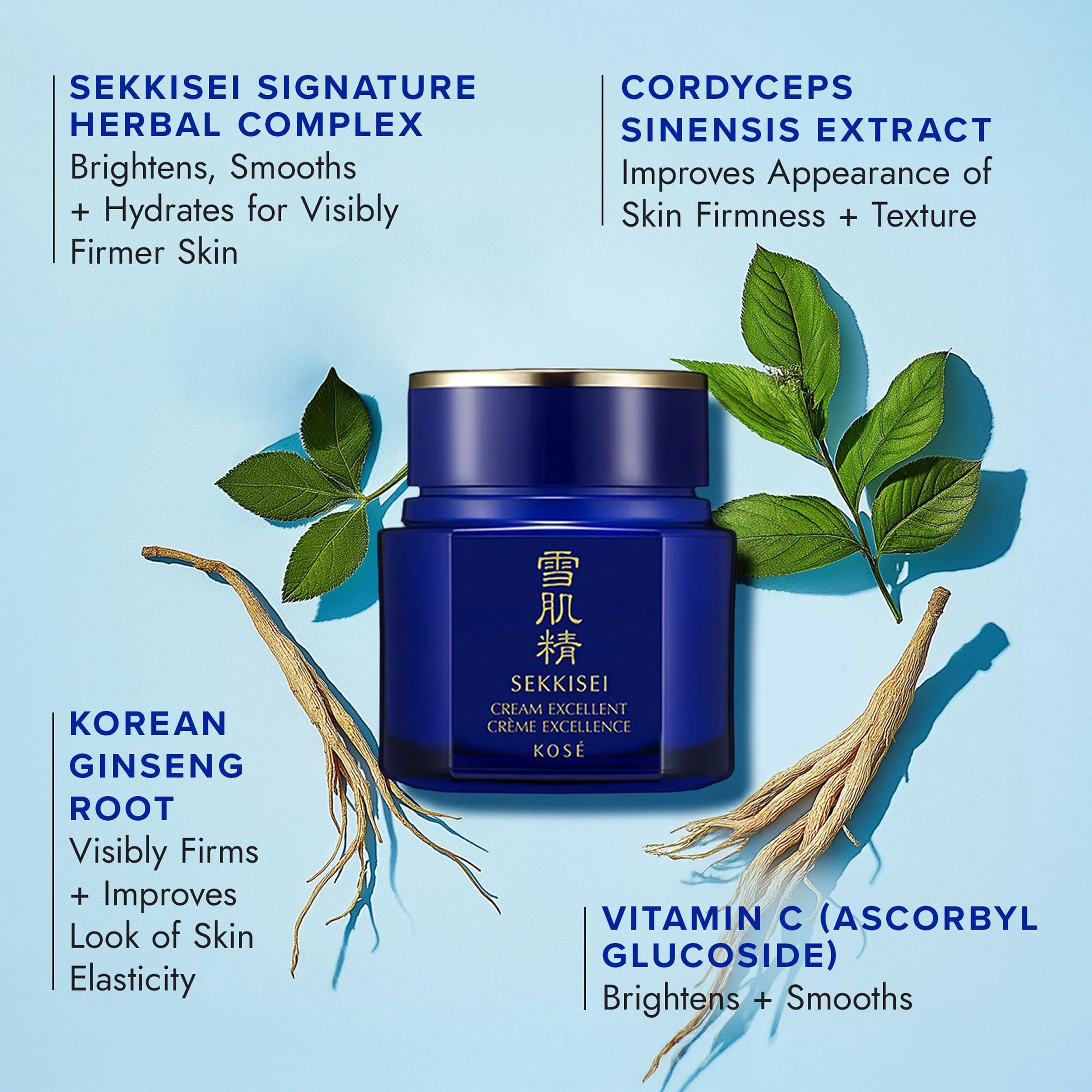 SEKKISEI Cream Excellent glow applied on cheek for radiant skin.