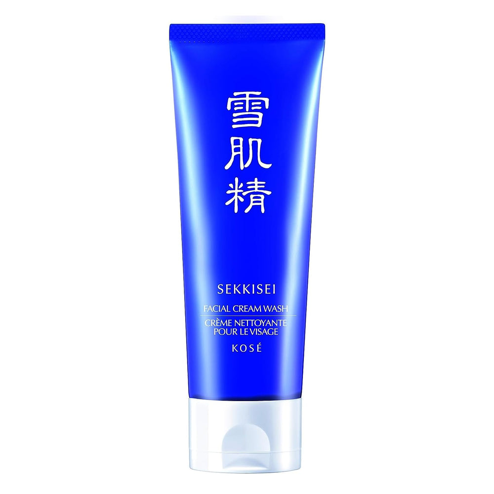 SEKKISEI Facial Cream Wash in rich foaming lather for gentle cleansing and pore care.