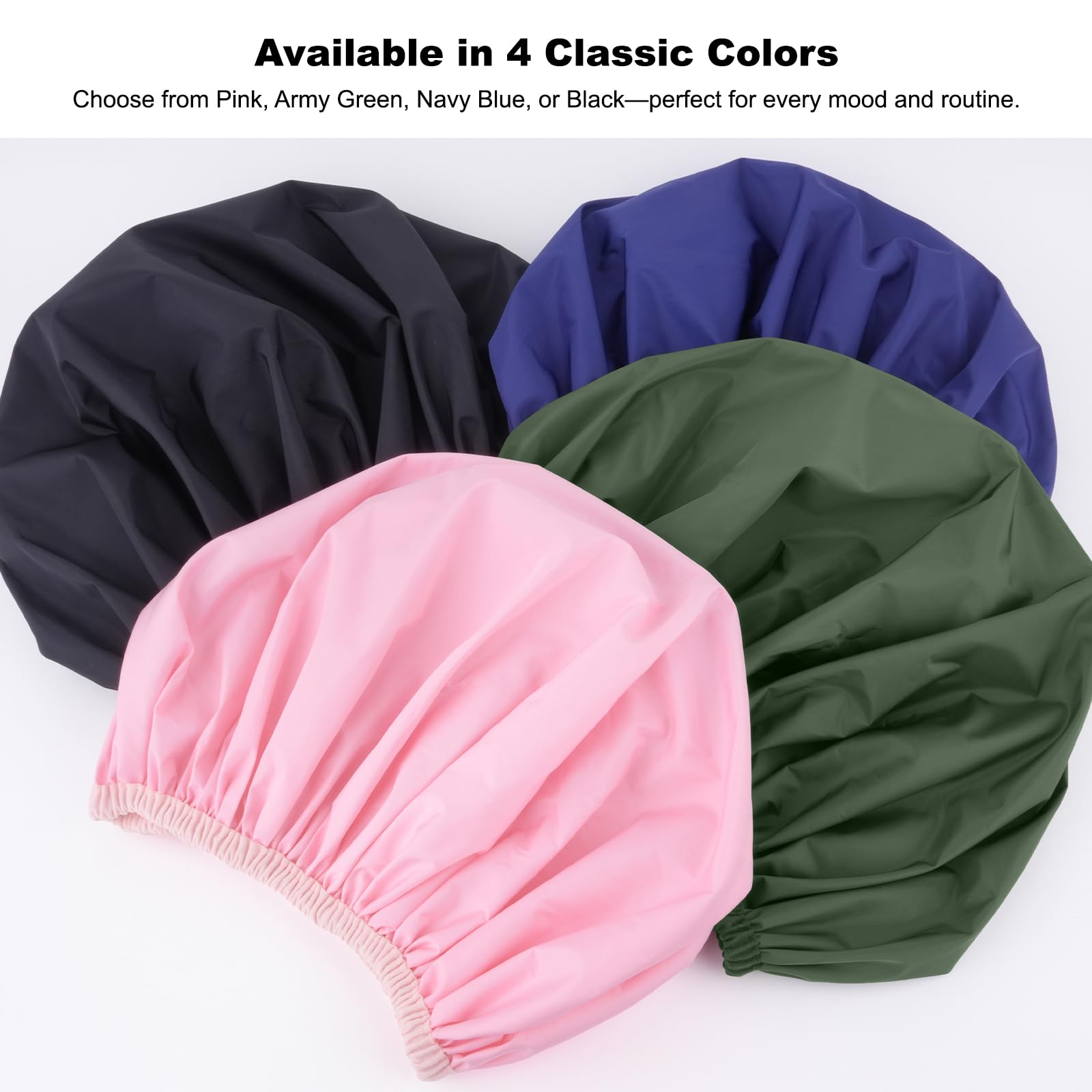 Large coverage Selalu shower cap keeps hair dry during showers
