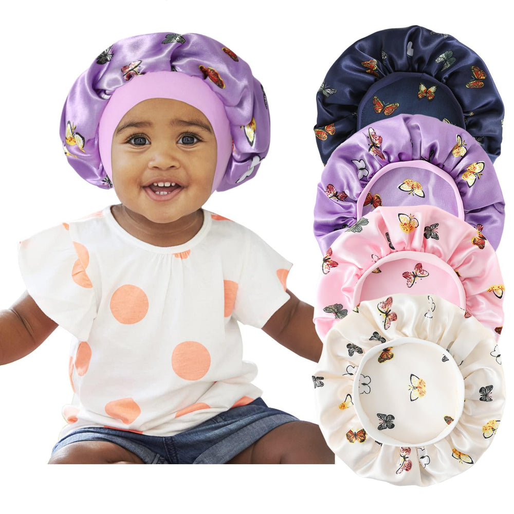 Selalu bonete seda para niños, mariposas rosa, protege el cabello al dormir