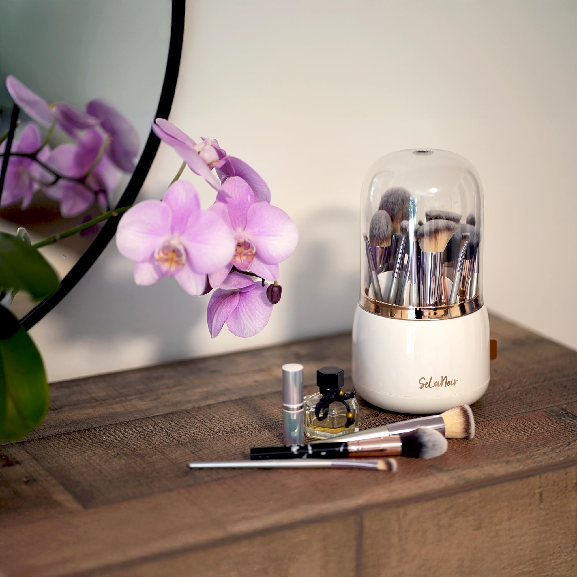 Selanoir compact white vanity organizer on countertop
