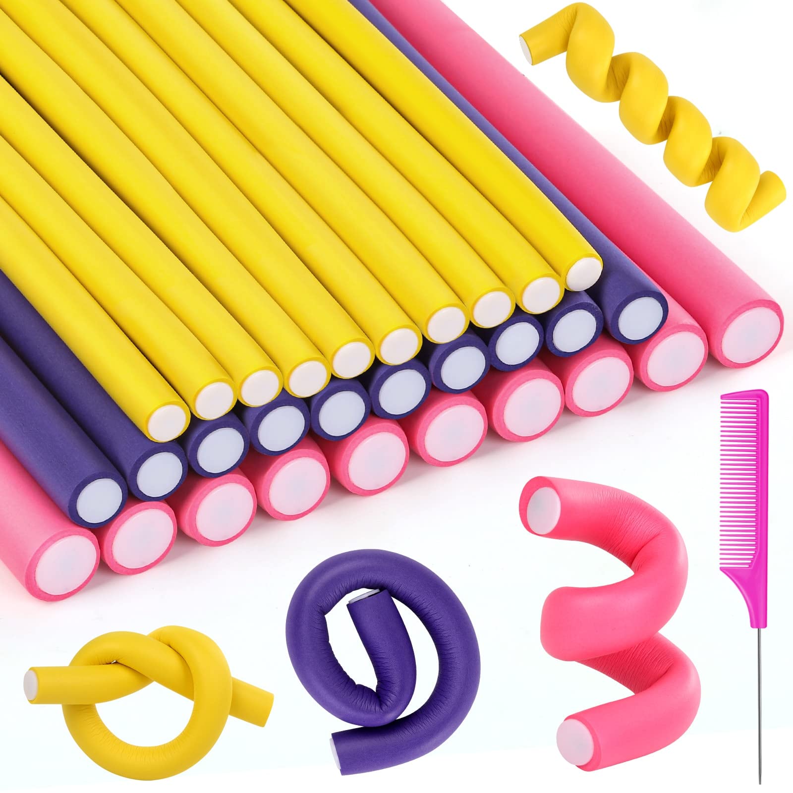 Selizo 30-piece no-heat foam curlers set for effortless home styling and volume.