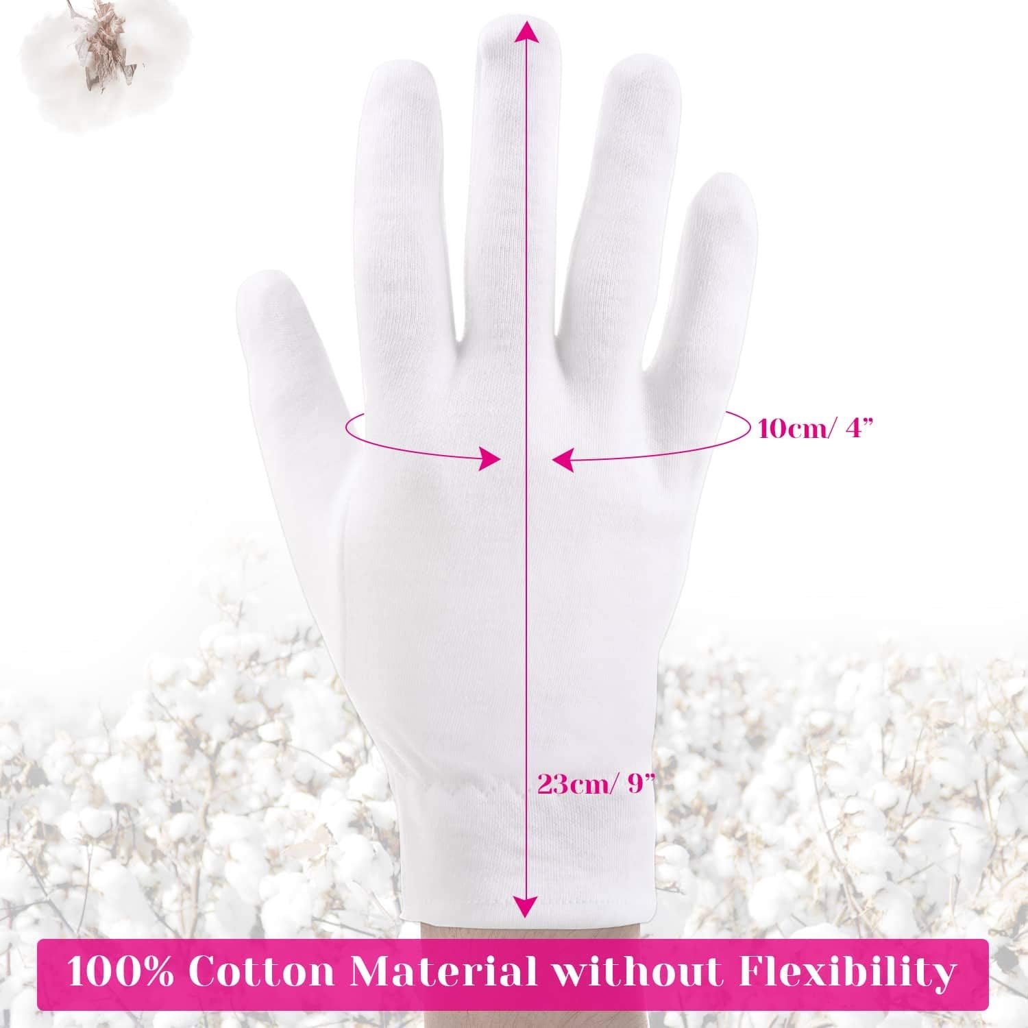 Guantes de algodón lavables y reutilizables de Selizo para cuidado continuo.