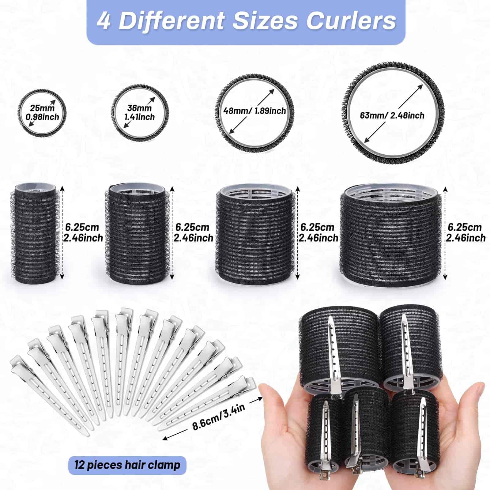 Selizo hair clip inside rollers, ready to secure sections.