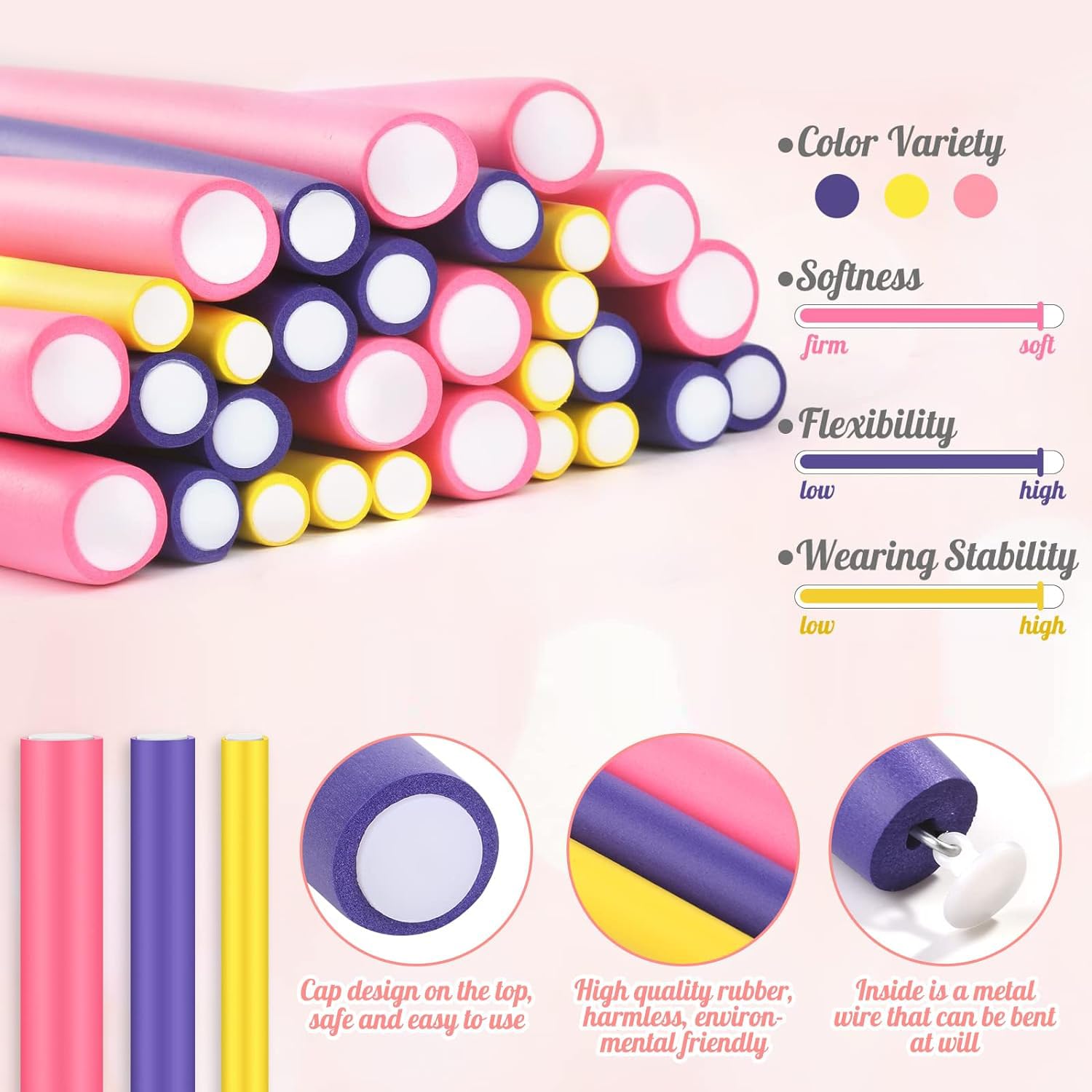 Selizo foam curlers with comb included for easy sectioning.