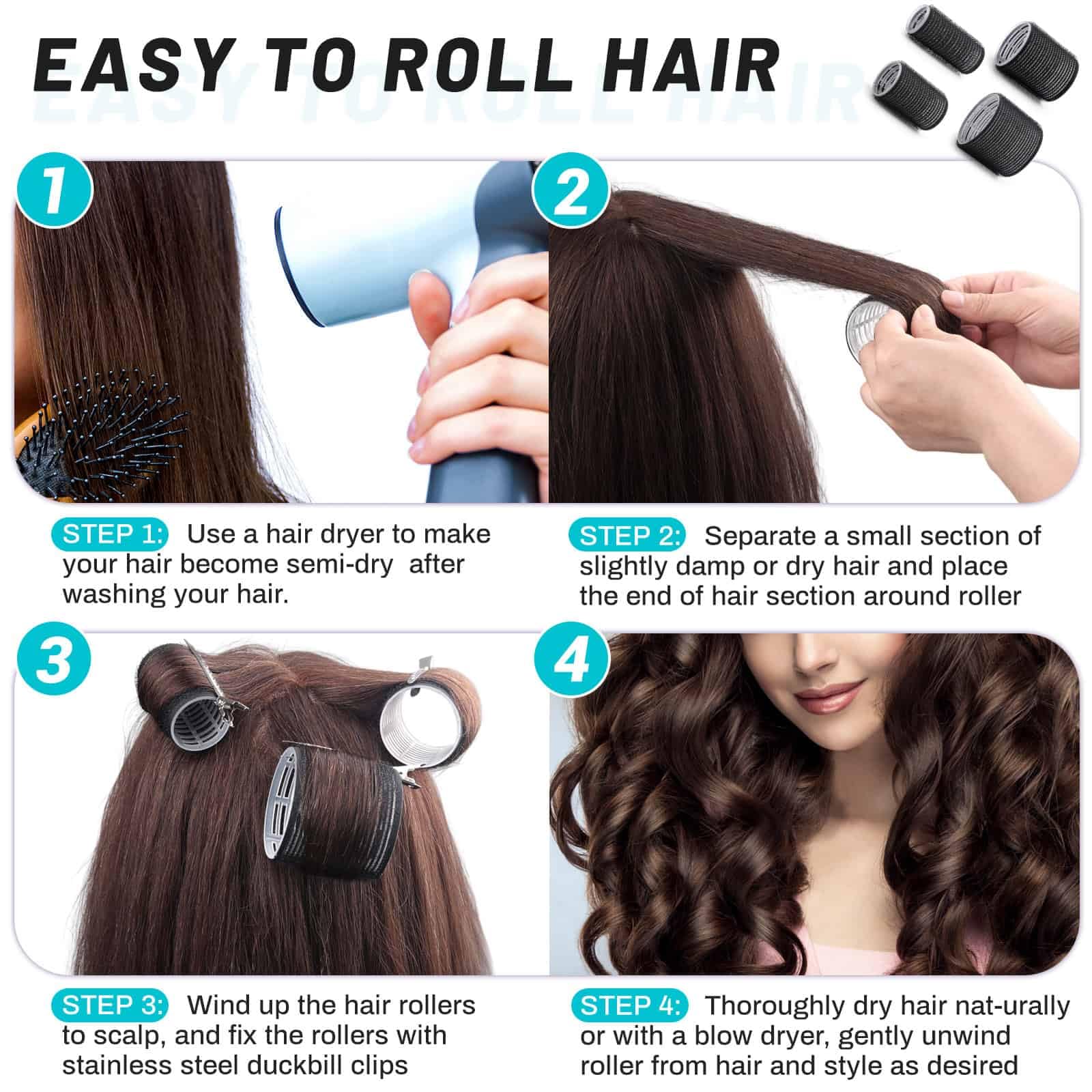 Selizo hair clips secure rollers for stable, easy styling.