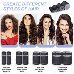 Selizo hair rollers in four sizes to create varied curls.
