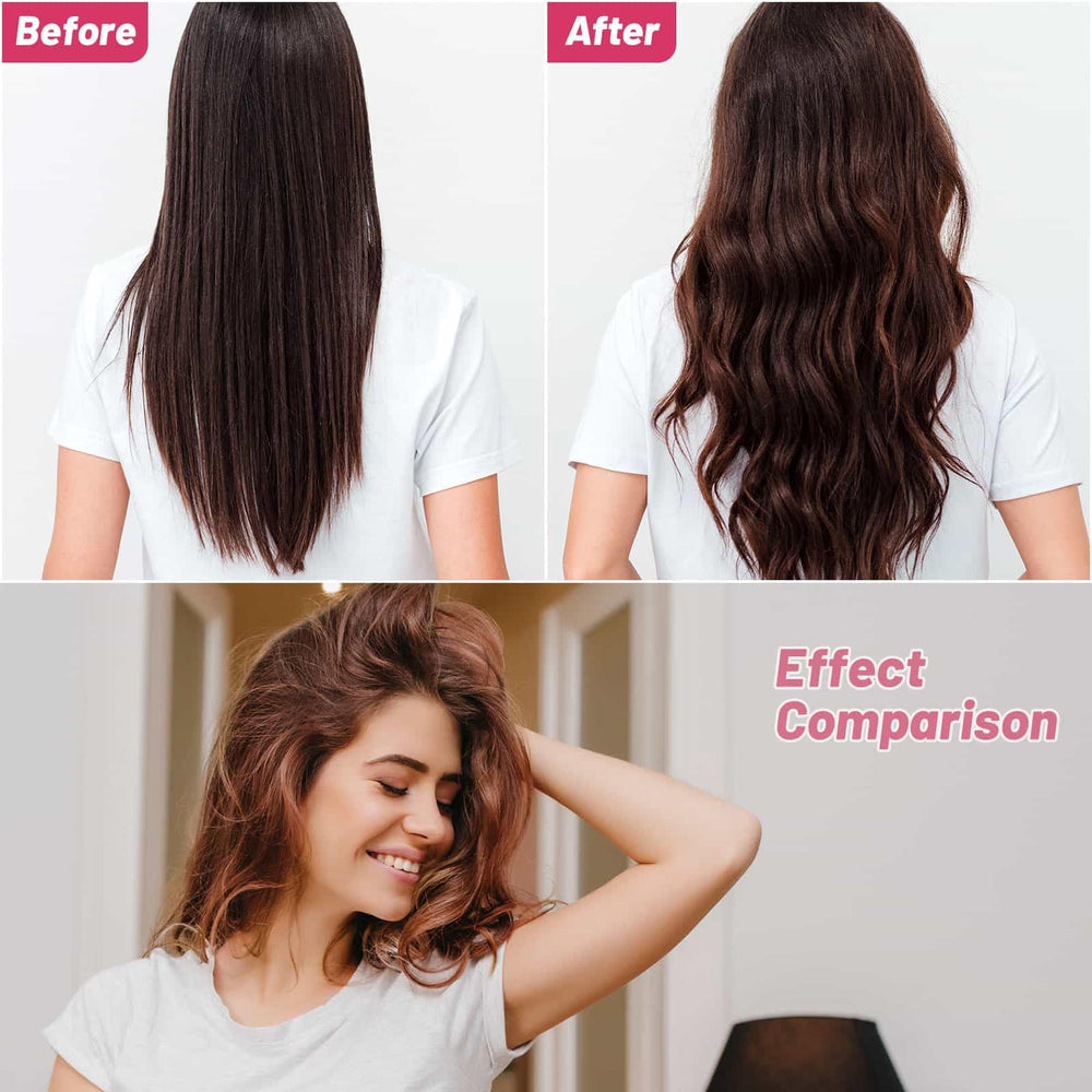 Long hair volume shown with Selizo jumbo rollers