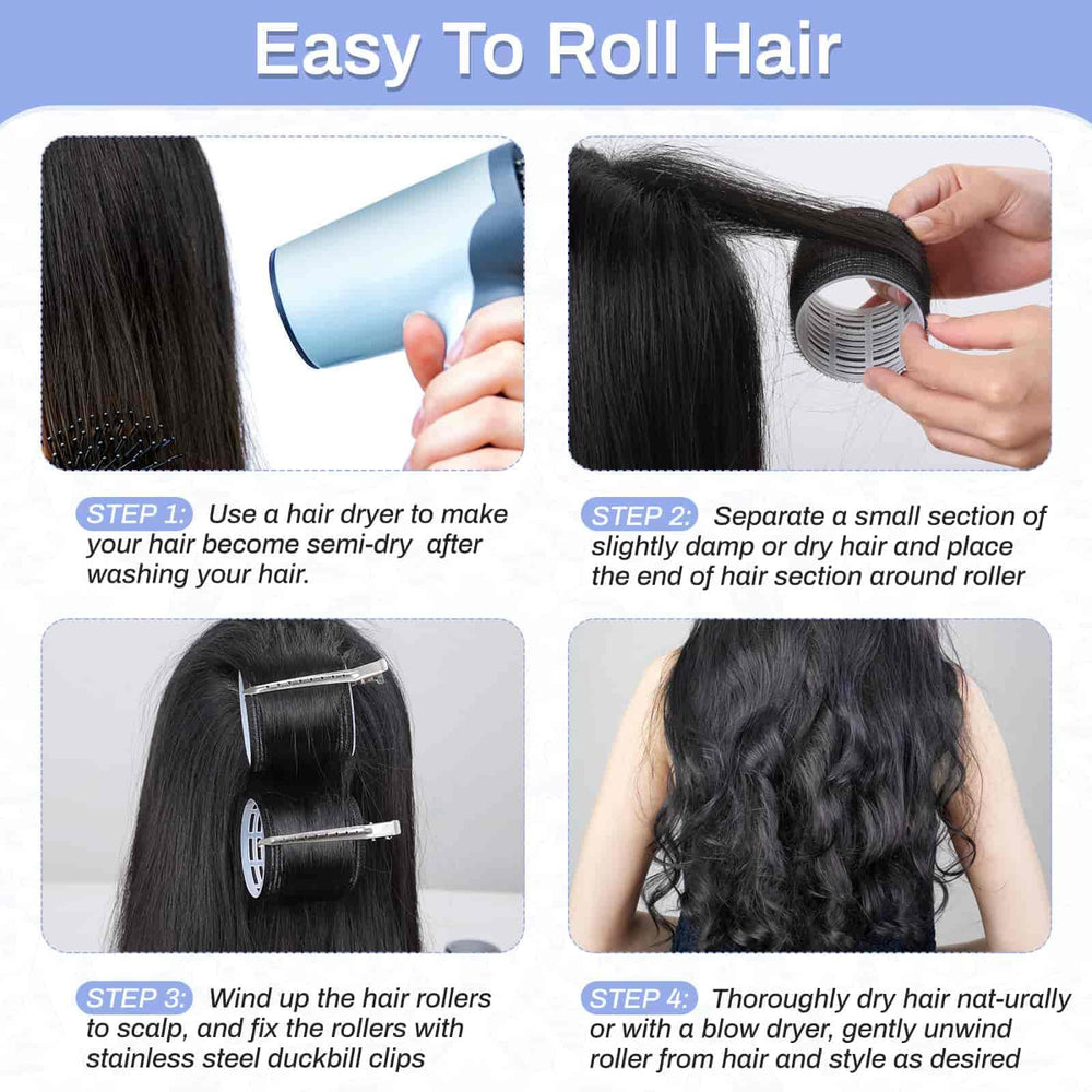 Selizo self-grip clips secure rollers during at-home curling.