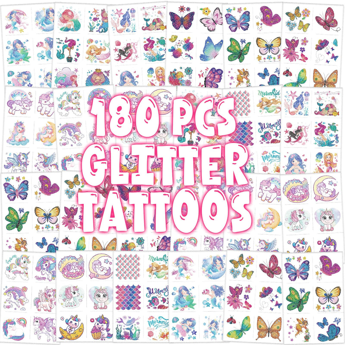 Sellentduct Glitter Tattoos Butterfly sheets provide kid-friendly sparkle for party fun.
