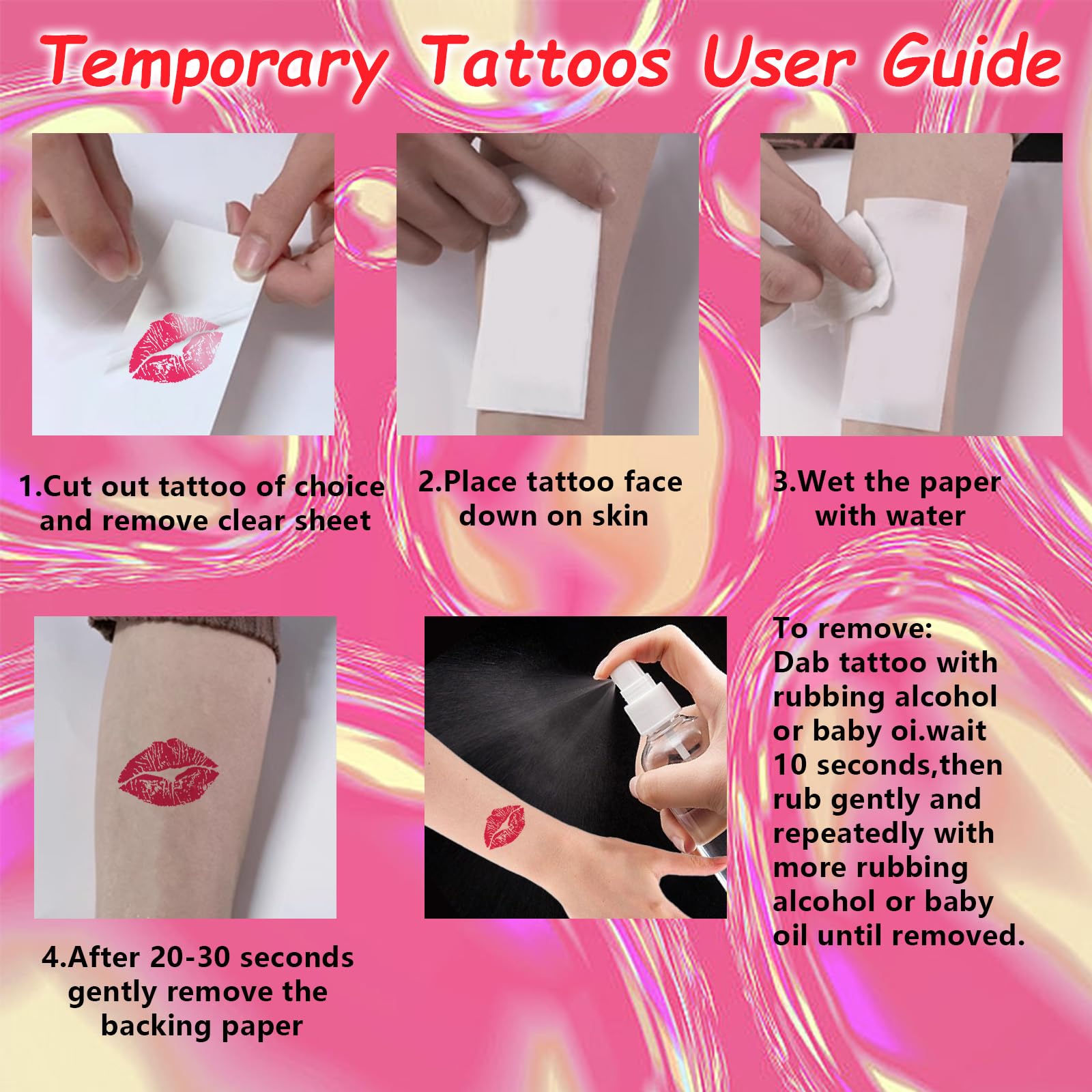 Tatuajes para manos y cuerpo Sellentduct con diseños variados.