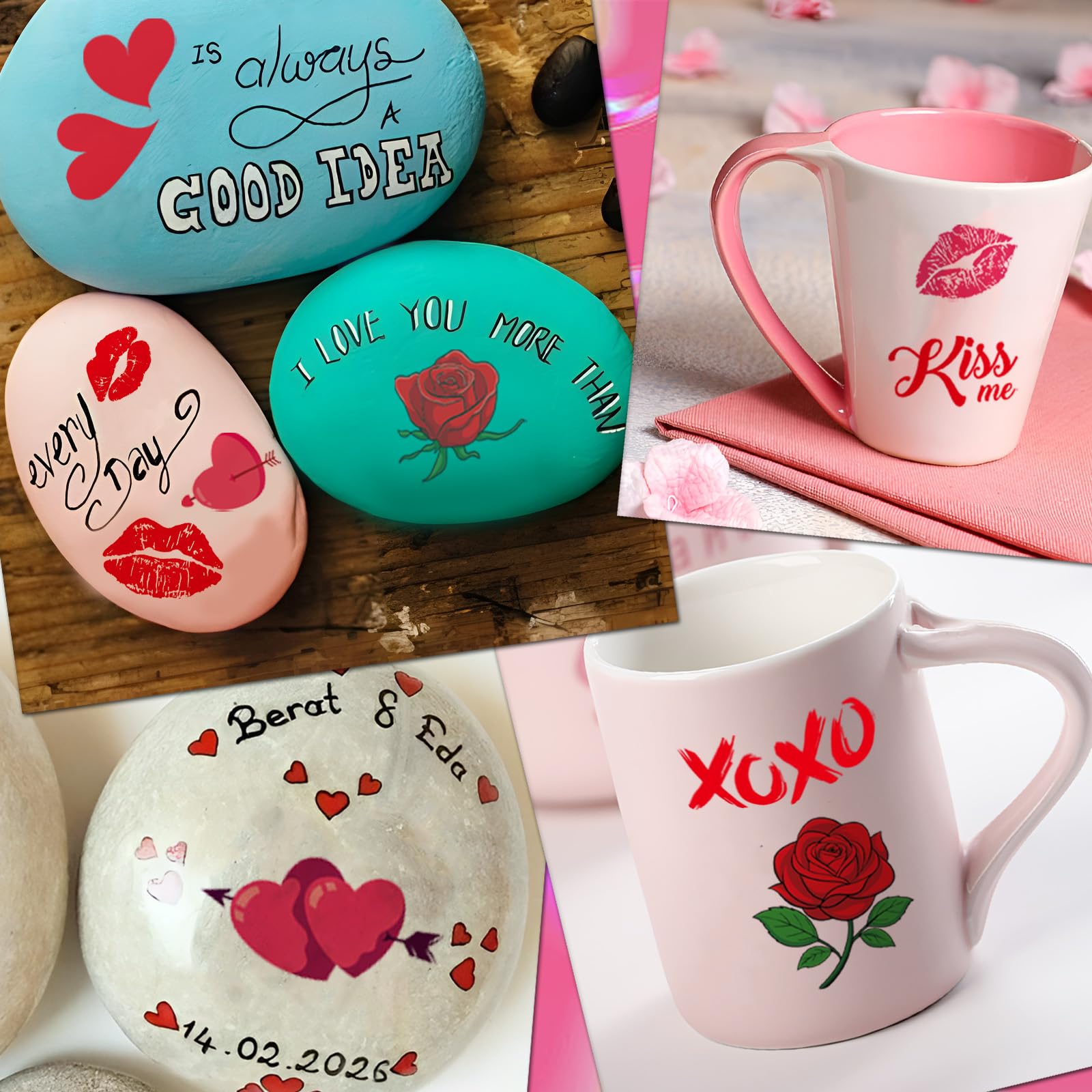 Tatuajes rosas Sellentduct aportan estilo suave a piel y accesorios.
