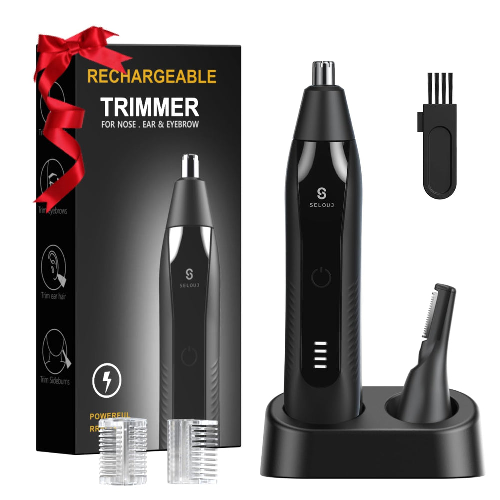 Selouj 3-in-1 precision grooming kit for nose, ear and brow, portable for busy mornings.
