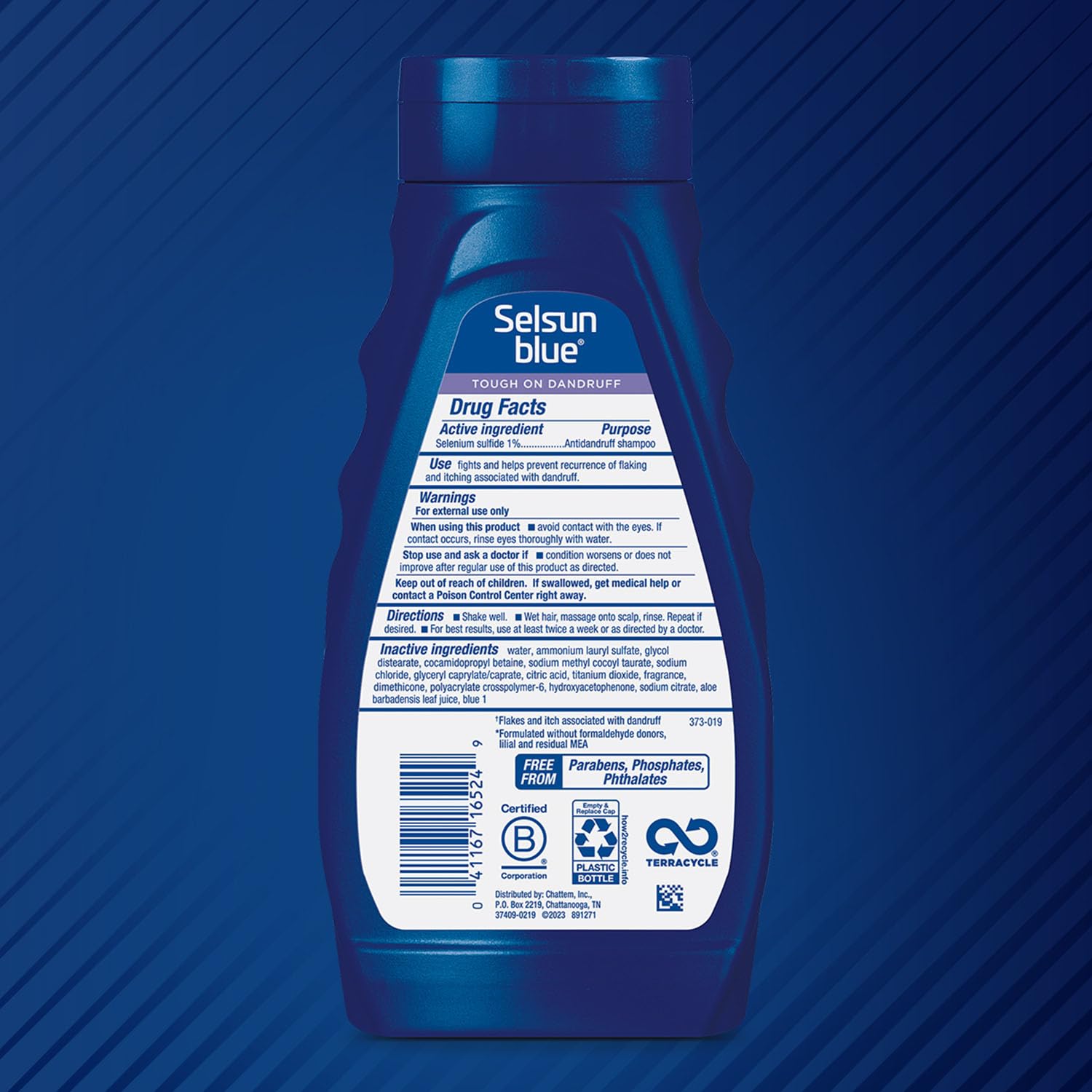 Selsun Blue 2-in-1 label highlights shampoo and conditioner together.