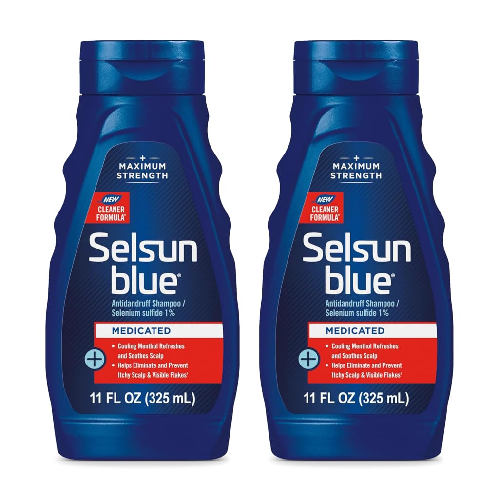 Selsun Blue champú medicado anti caspa con mentol, botella visible
