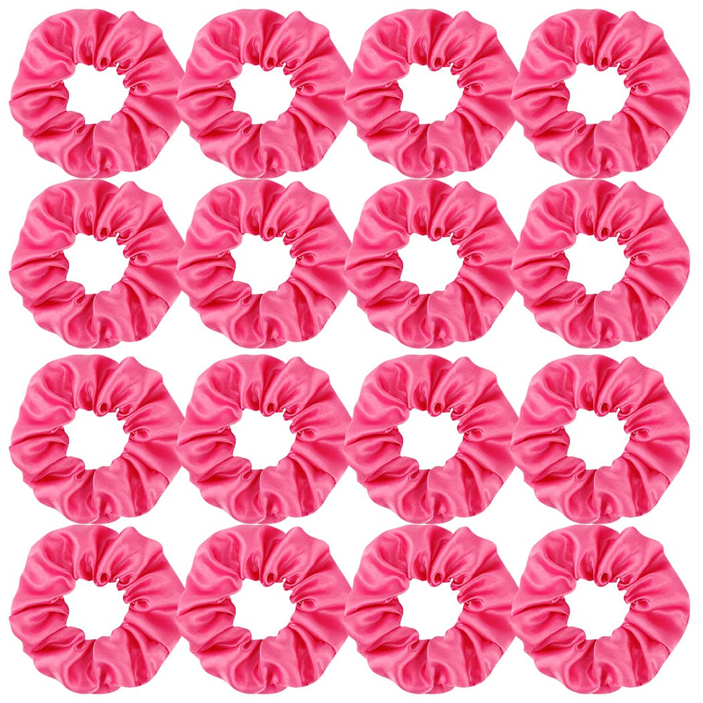 Semato hot pink satin scrunchies 16-pack for versatile styling