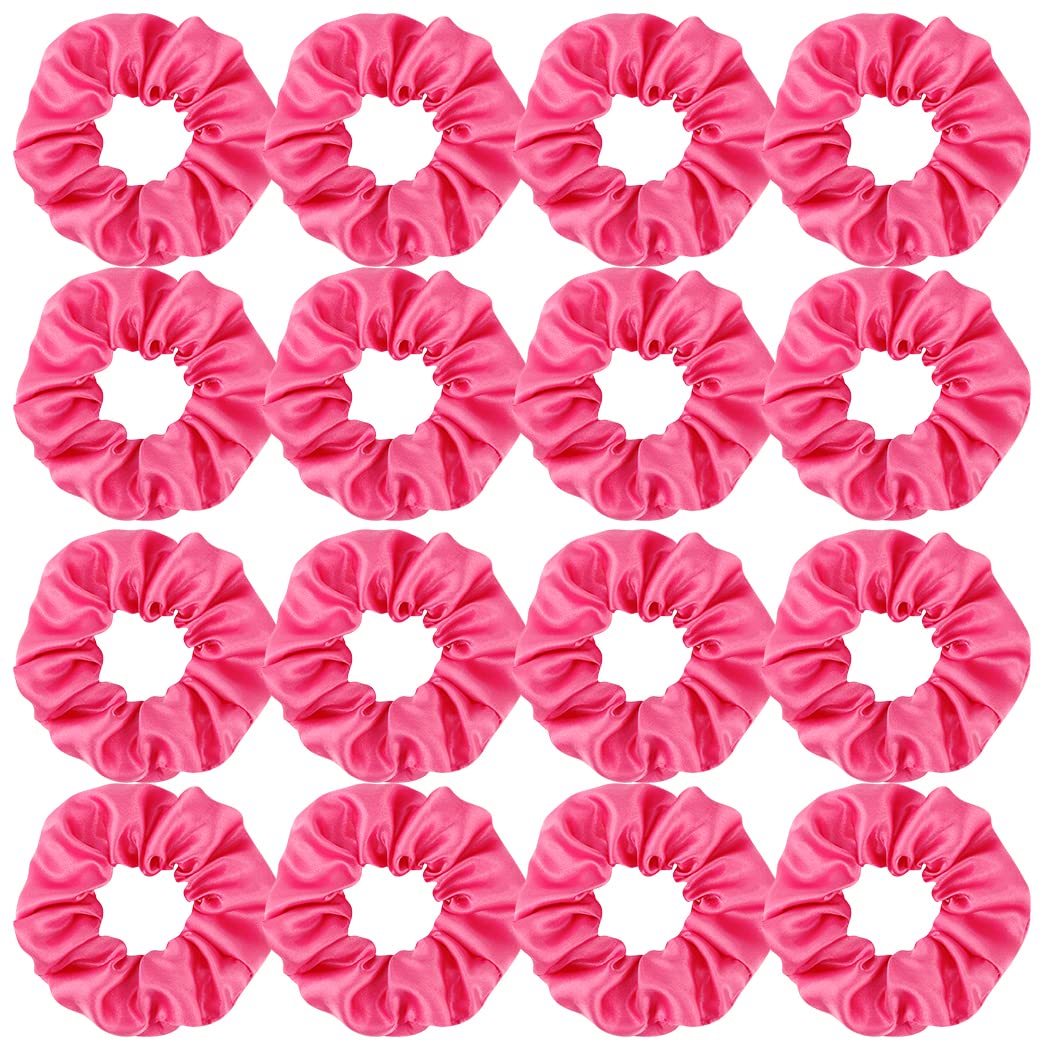Semato hot pink satin scrunchies 16-pack for versatile styling