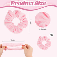 Semato velvet pink scrunchies on hair demonstrating secure yet gentle hold