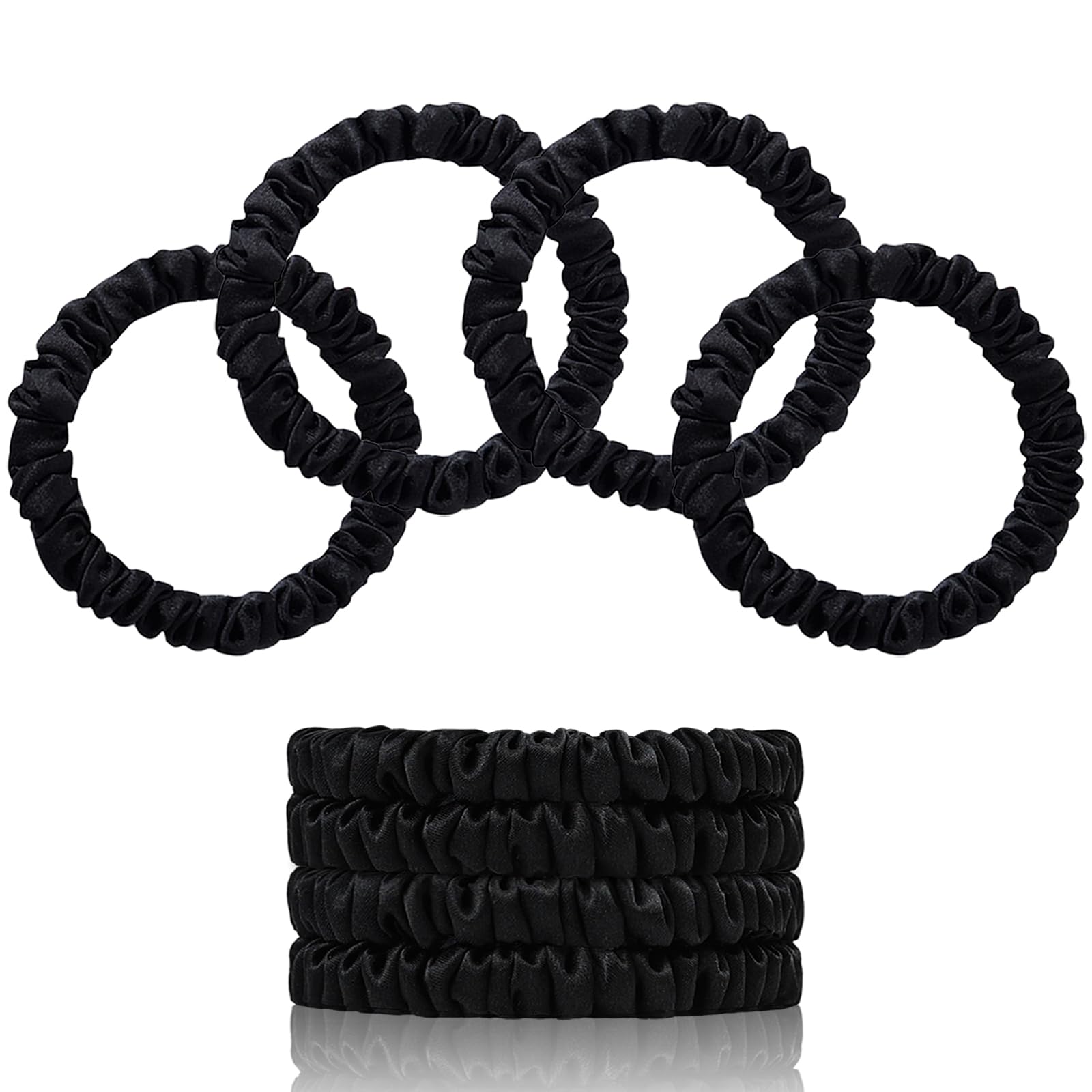 SEMRUE scrunchies de seda morera negro: suave al tacto y apto para uso diario