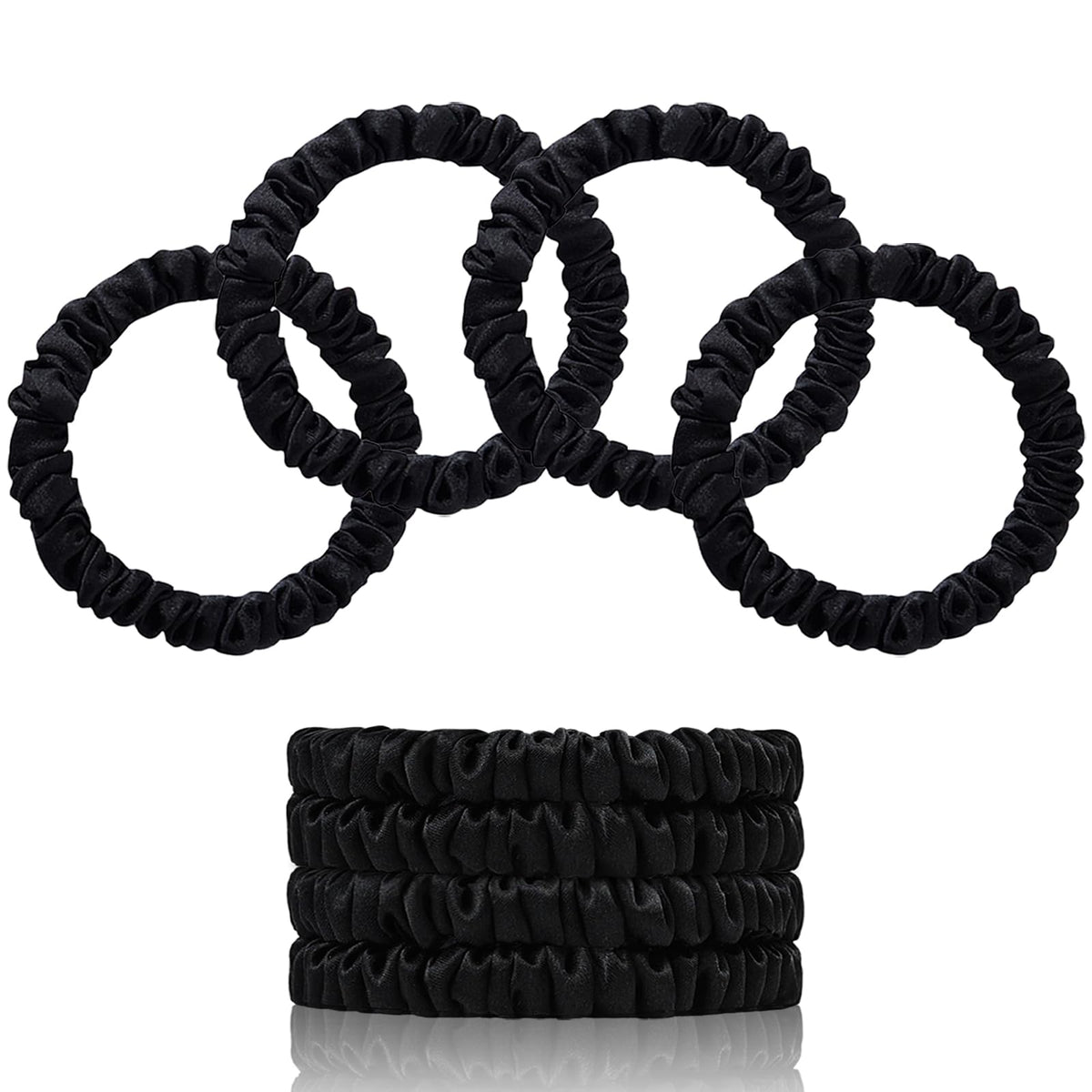 SEMRUE scrunchies de seda morera negro: suave al tacto y apto para uso diario