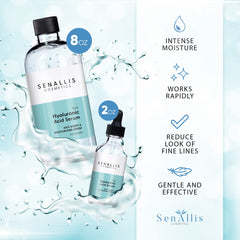 SenAllis Cosmetics sérum ácido hialurónico, textura suave para piel hidratada.