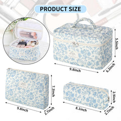 Senbowe floral makeup bag set: compact exterior for easy packing