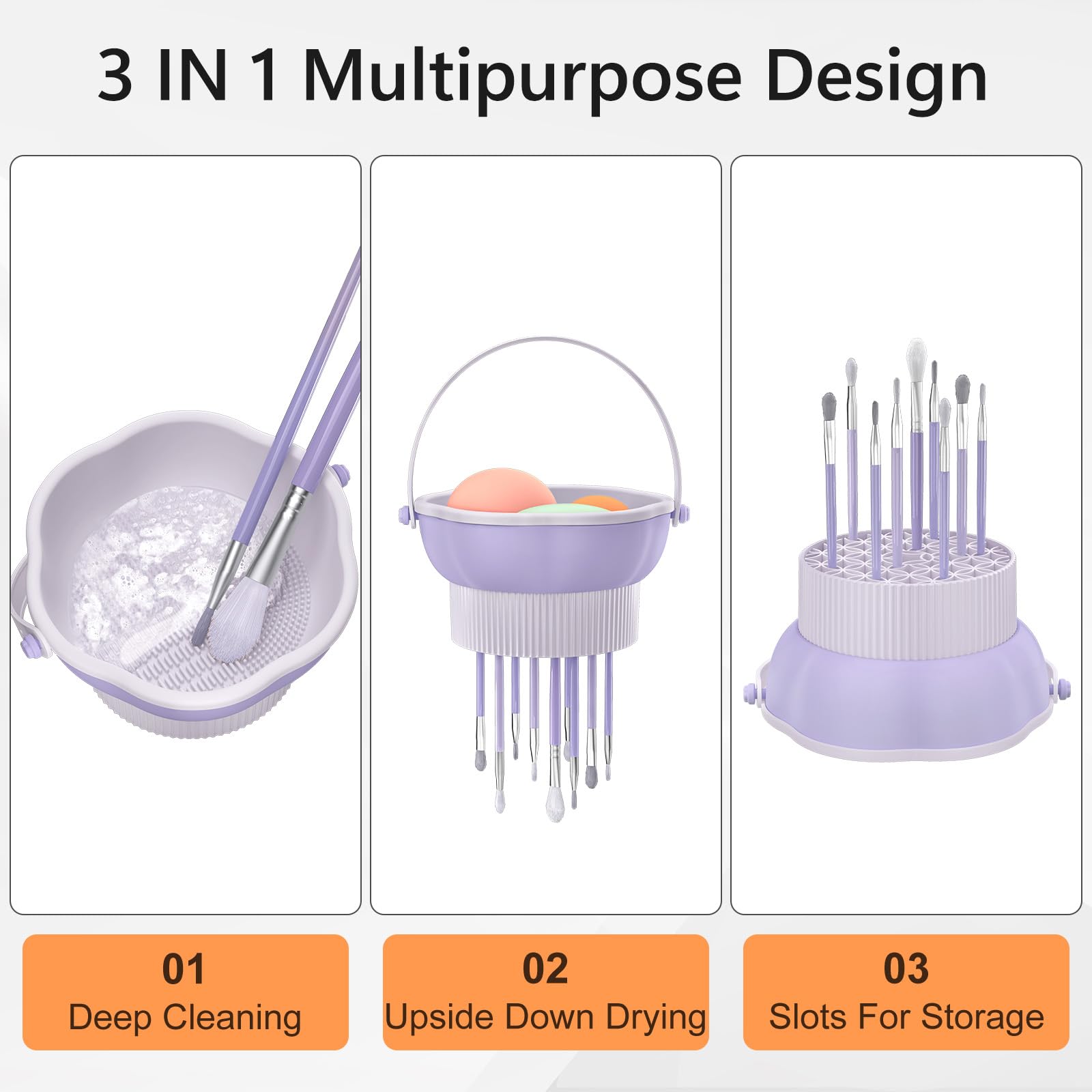Senbowe silicone cleaner bowl top view for gentle brush washing and upside-down drying.