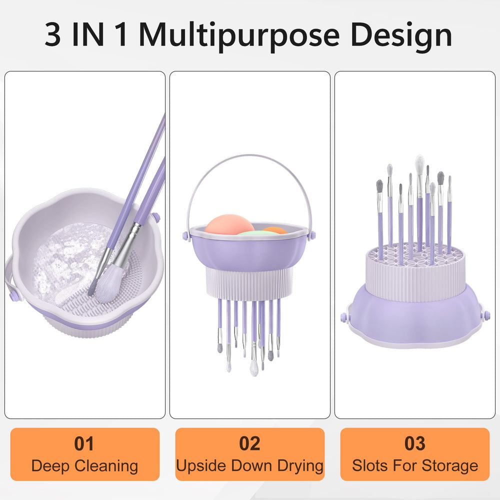 Senbowe silicone cleaner bowl top view for gentle brush washing and upside-down drying.