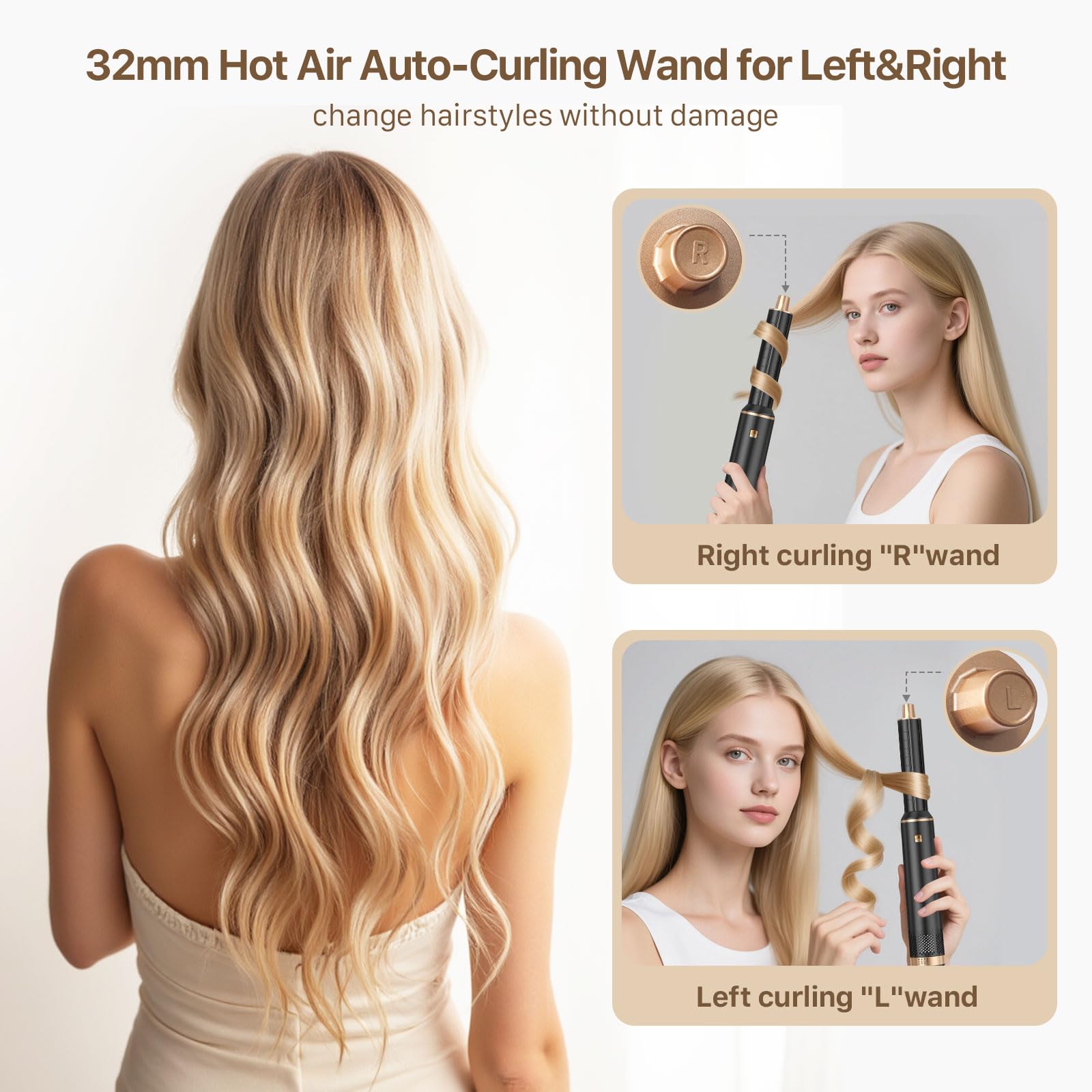 Sendowtek auto wrap curlers 32mm in use for symmetrical curls.