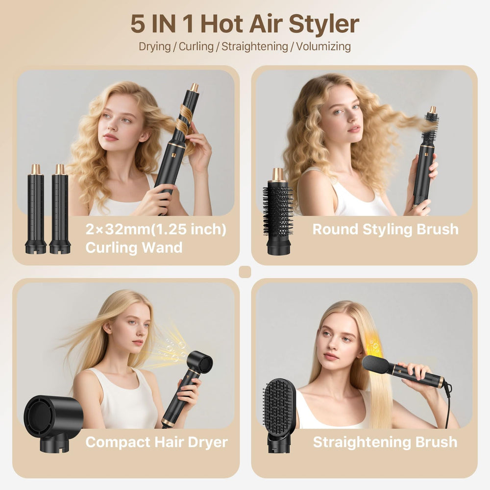 Sendowtek 5-in-1 tools arranged for quick daily hair routines.