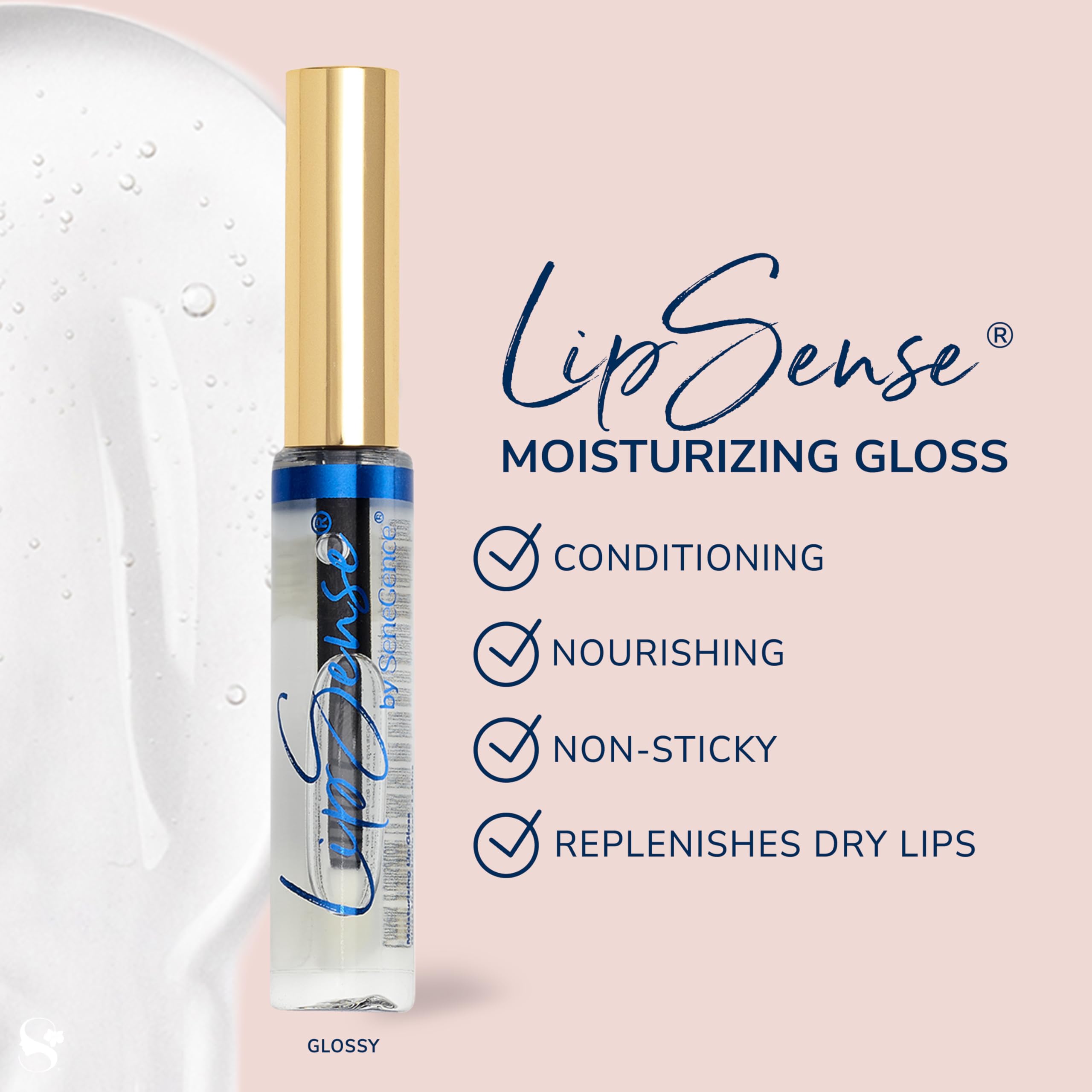 SeneGence LipSense Moisturizing Gloss with hyaluronic acid for hydrated, plump-looking lips.