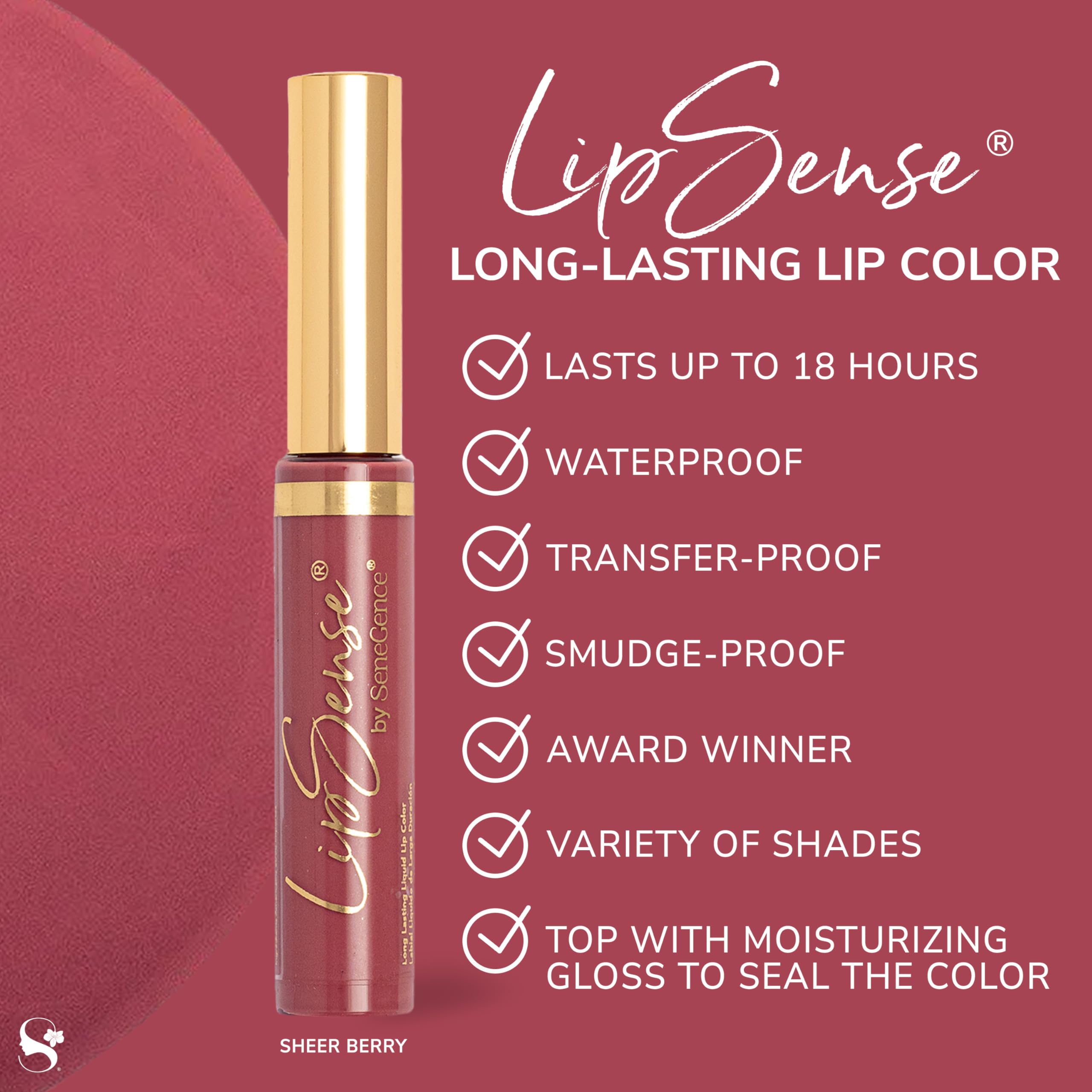 LipSense finishes: matte, shimmer, and frost for versatile looks.