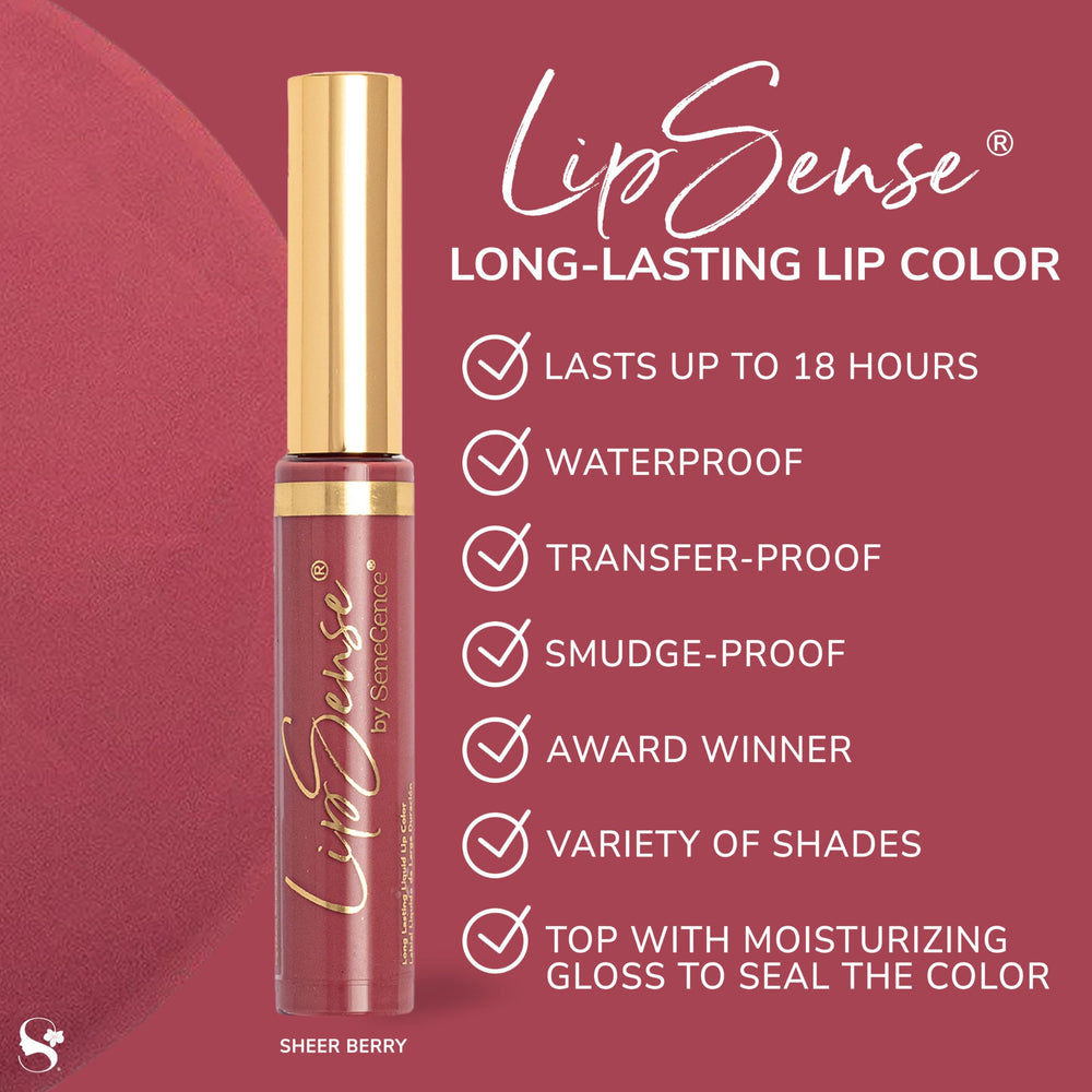 LipSense finishes: matte, shimmer, and frost for versatile looks.