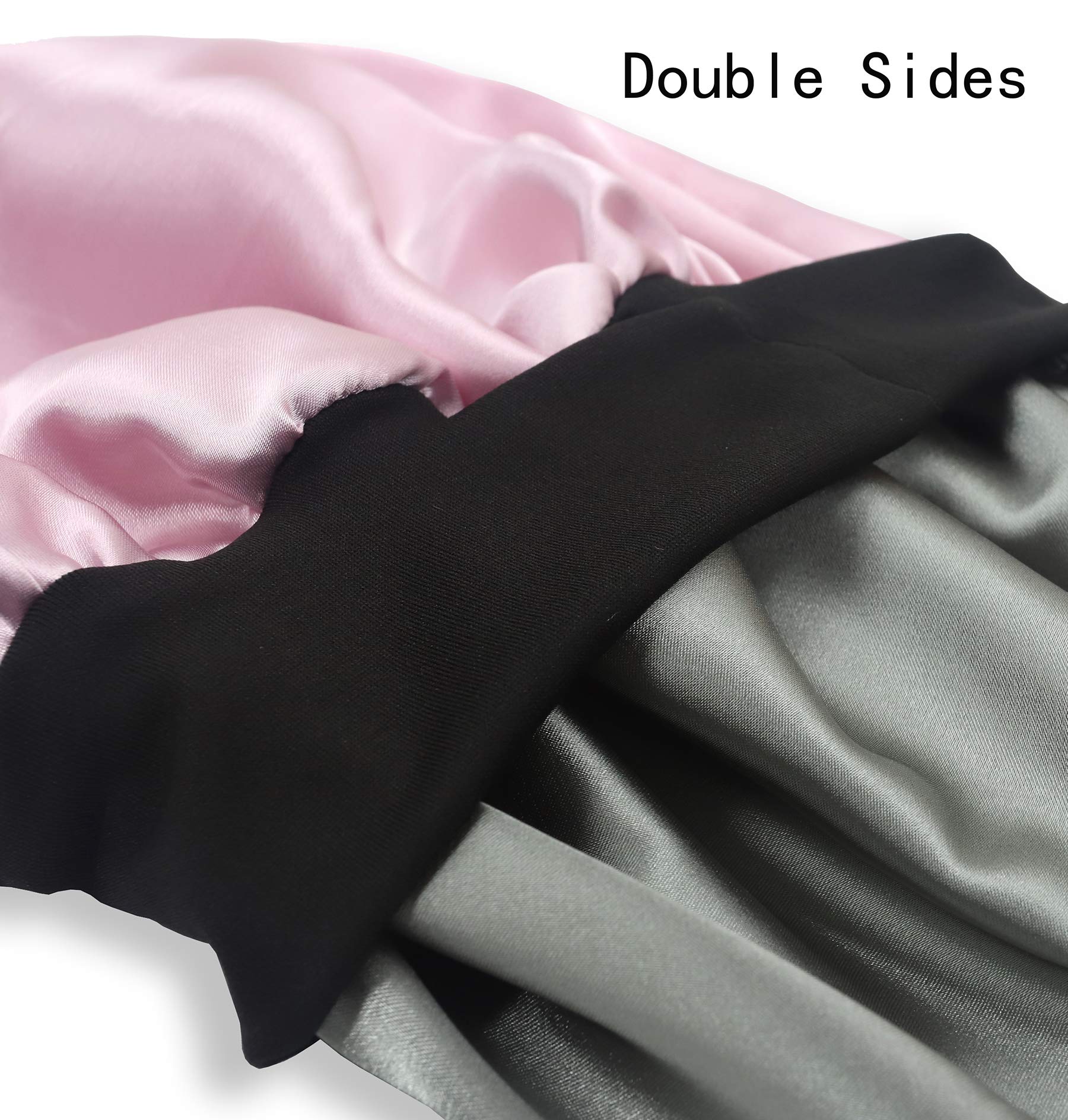 SENGTERM satin bonnet keeps hair dry while washing face.