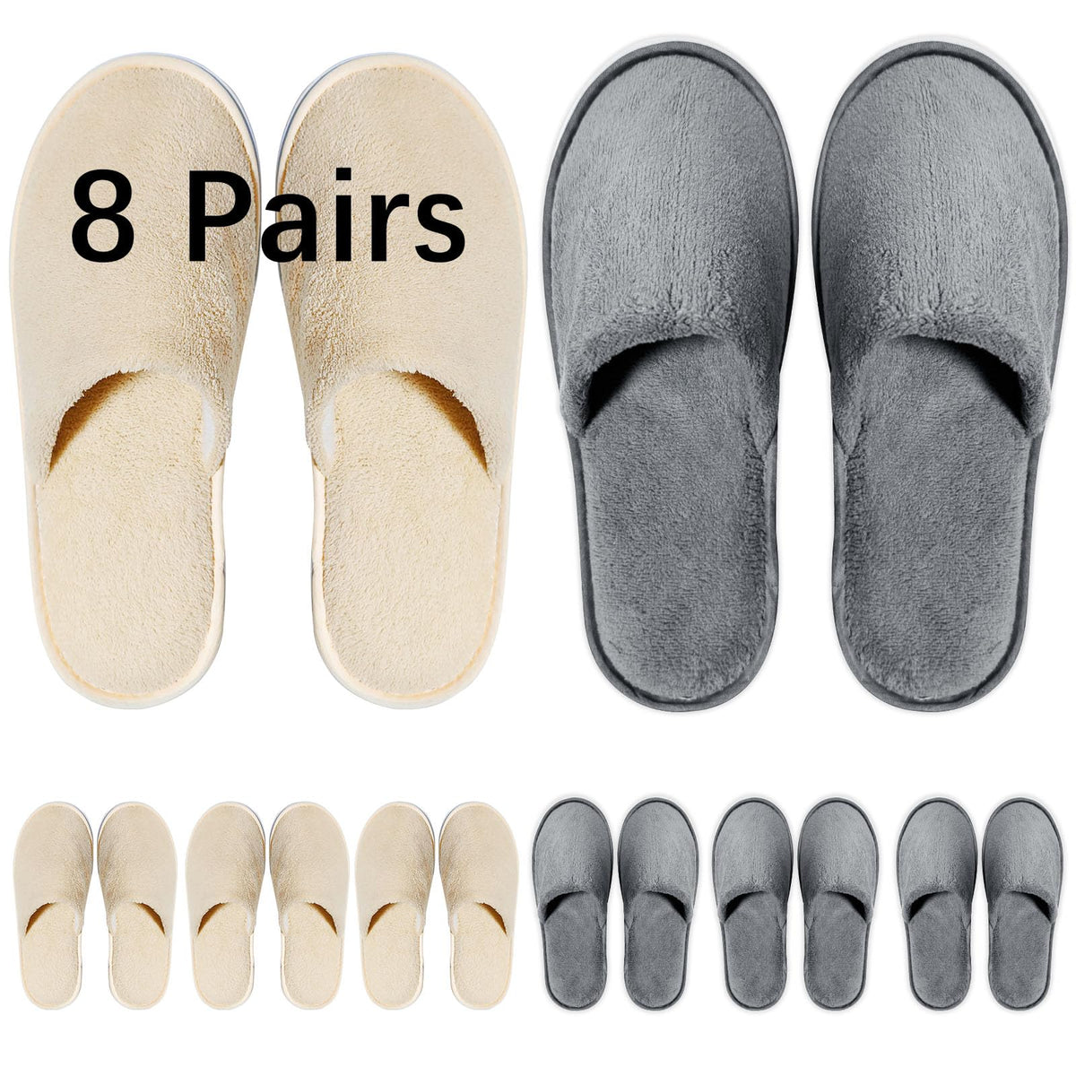 SENJUNSAFE guest slippers 8-pairs pack for hotel and home, comfortable non-slip indoor use.