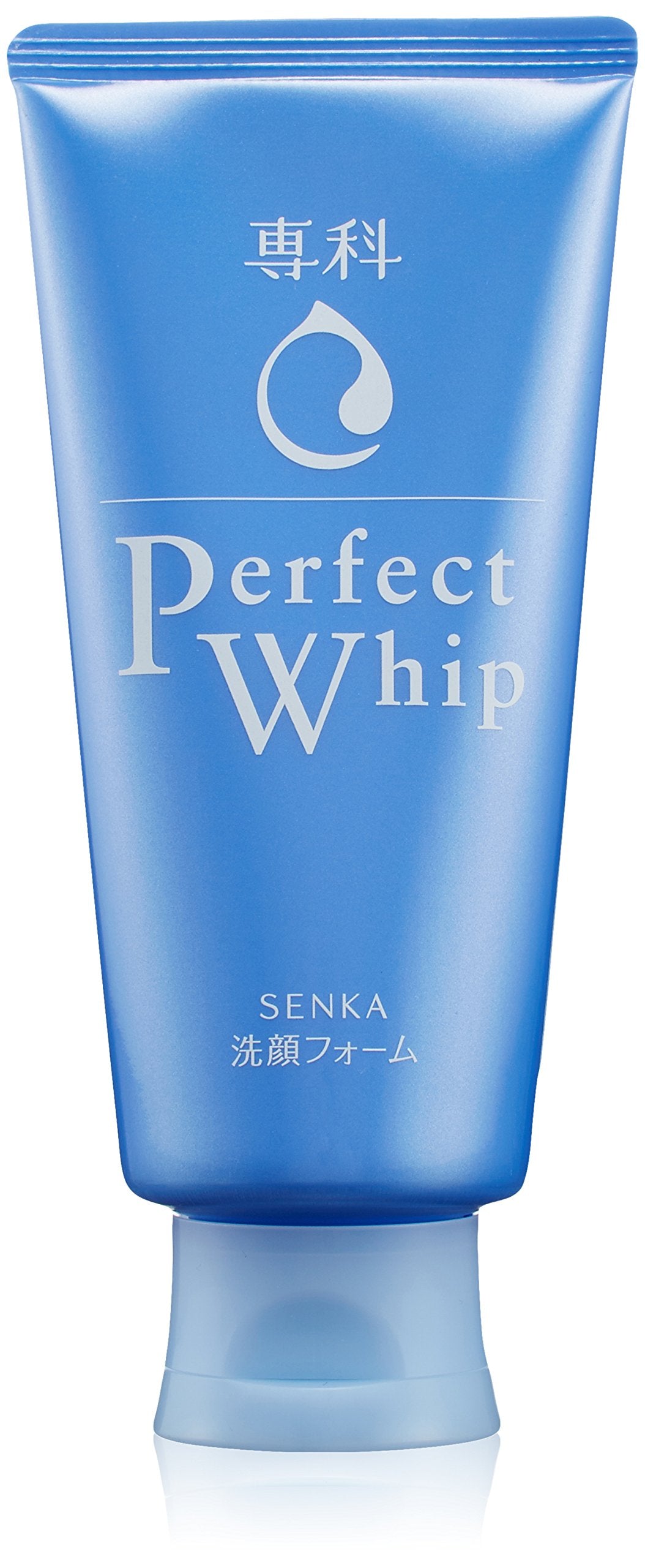 Senka Perfect Whip cleansing foam bottle showing rich foam for daily cleansing.