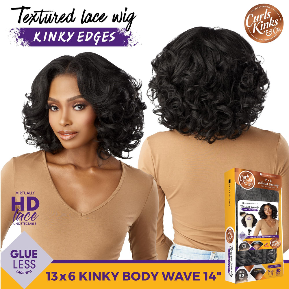 Sensationnel Curls KinksandCo KinkyEdges wig, coil texture close-up with edge detailing.