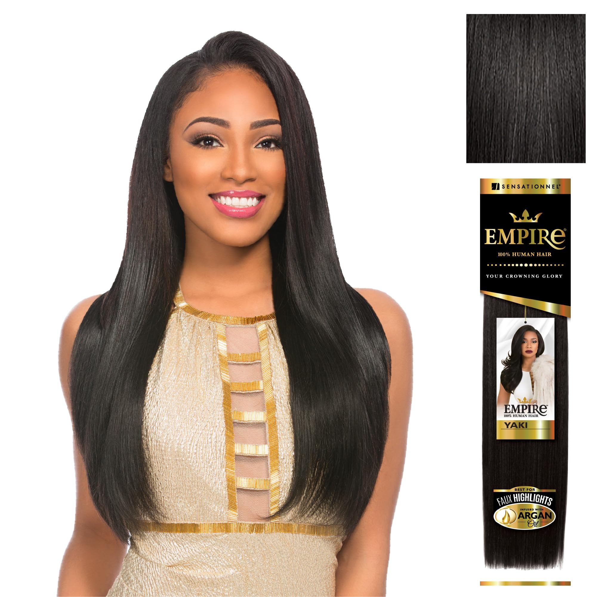 Sensationnel Empire Yaki hair close-up, silky texture ideal for faux highlights and easy styling.