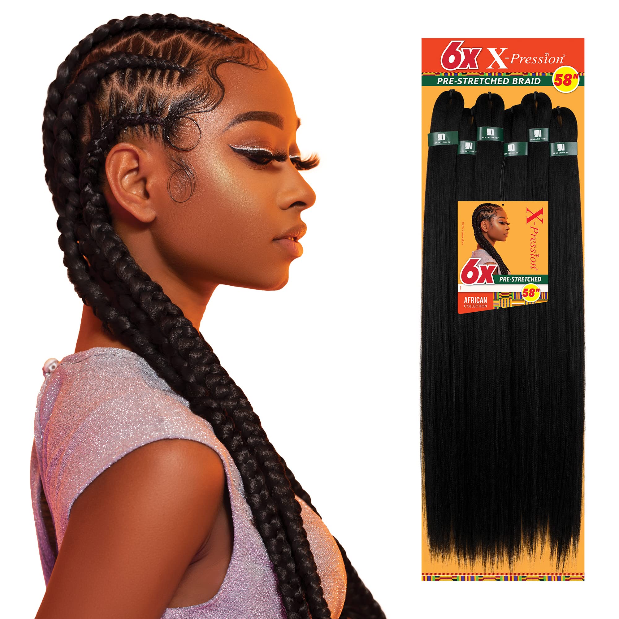 Sensationnel X-pression 58in braid side view ideal for twists