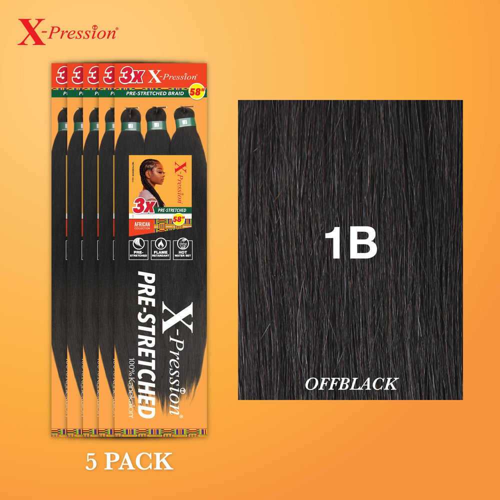 Sensationnel X-pression pre-stretched braid Yaki texture close-up highlights soft, natural feel.