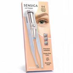 Sensica Eyebrow Tweezers with Light provide clear LED visibility for precise shaping.