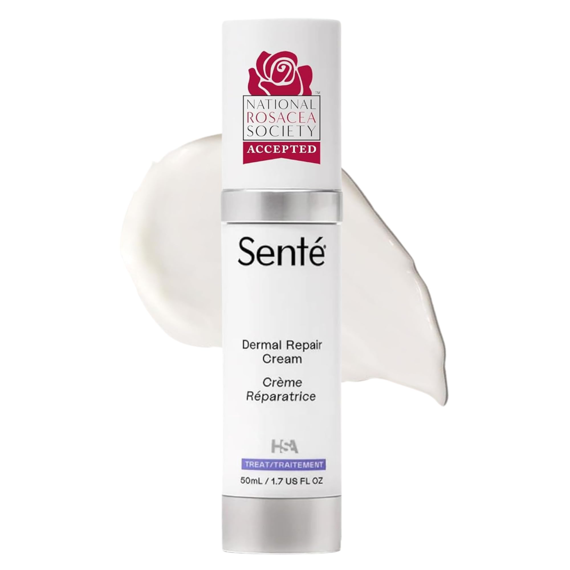 Packaging of Sente Dermal Repair Facial Cream showing brand label, ideal for sensitive skin.