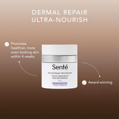 Texture close-up of Senté Dermal Repair Ultra-Nourish shows a rich, velvety cream.
