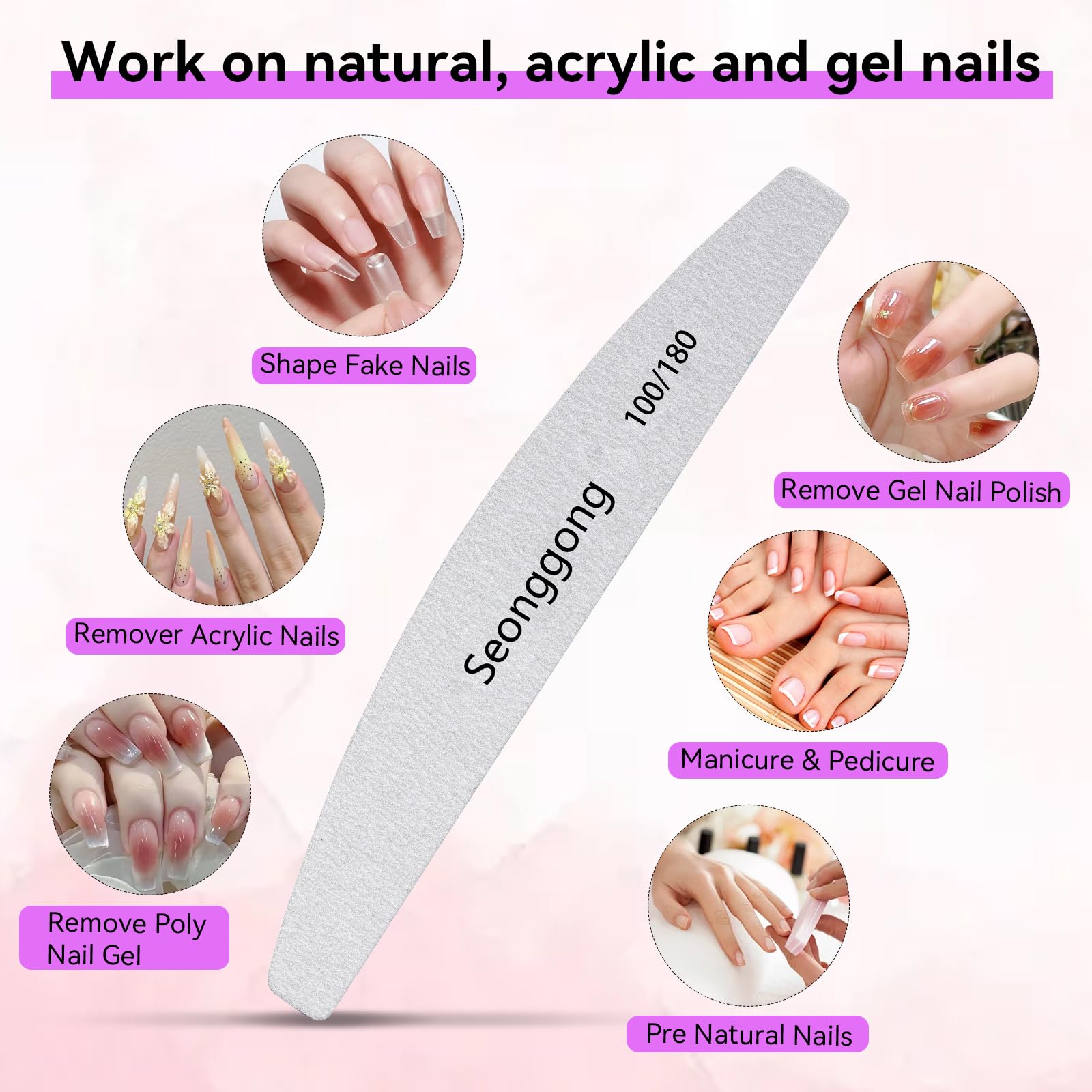 Seonggong ergonomic half-moon nail file for comfortable edge work.