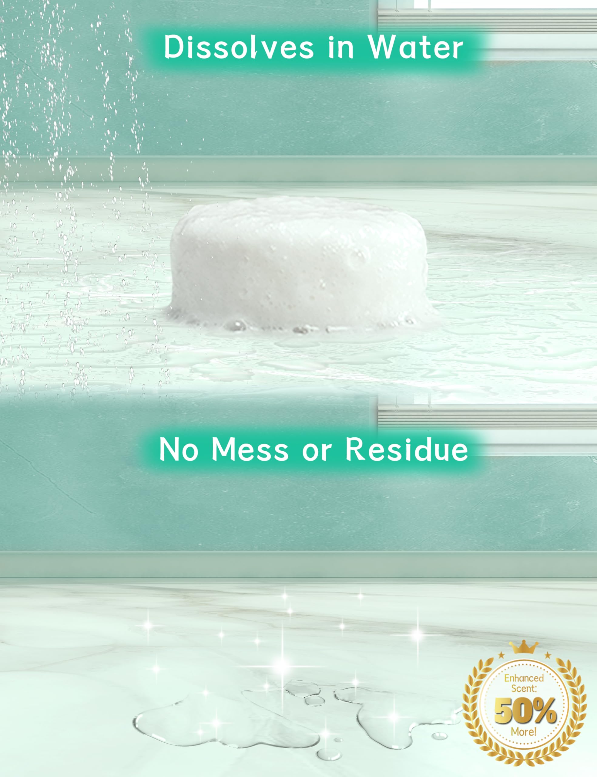 SEONNIX dissolving action showing clean, extended fragrance release during a quick morning shower.