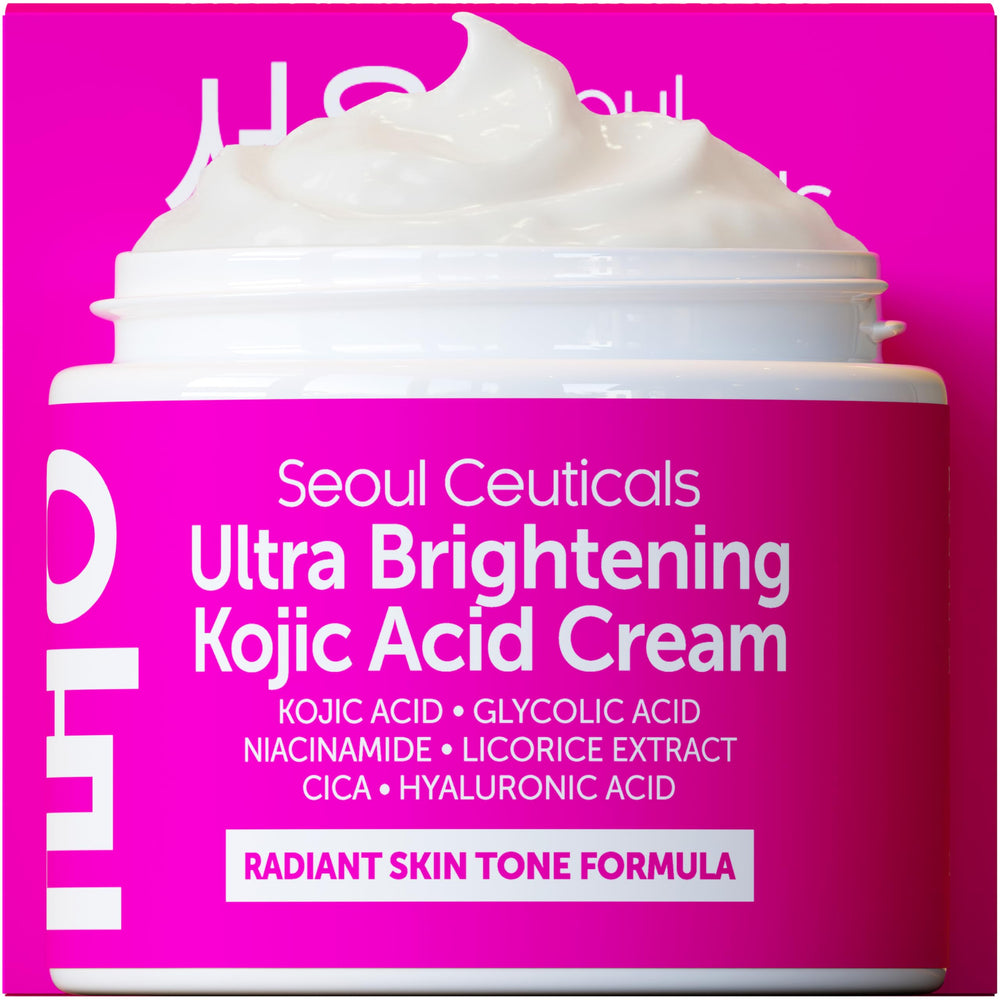 SeoulCeuticals crema ácido kojico frasco 2oz para tono uniforme.