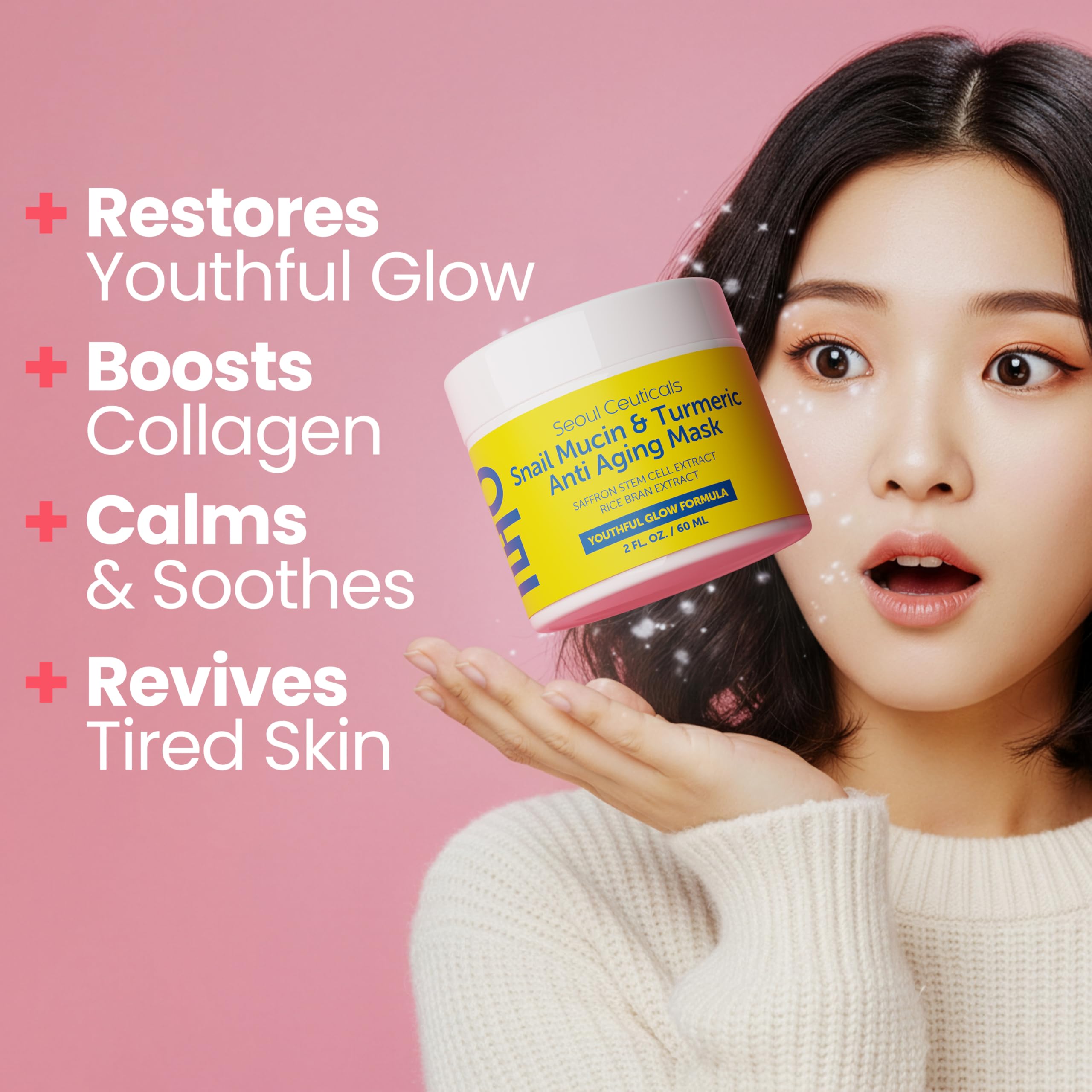 SeoulCeuticals máscara coreana de caracol, aplicación facial suave para uso diario.