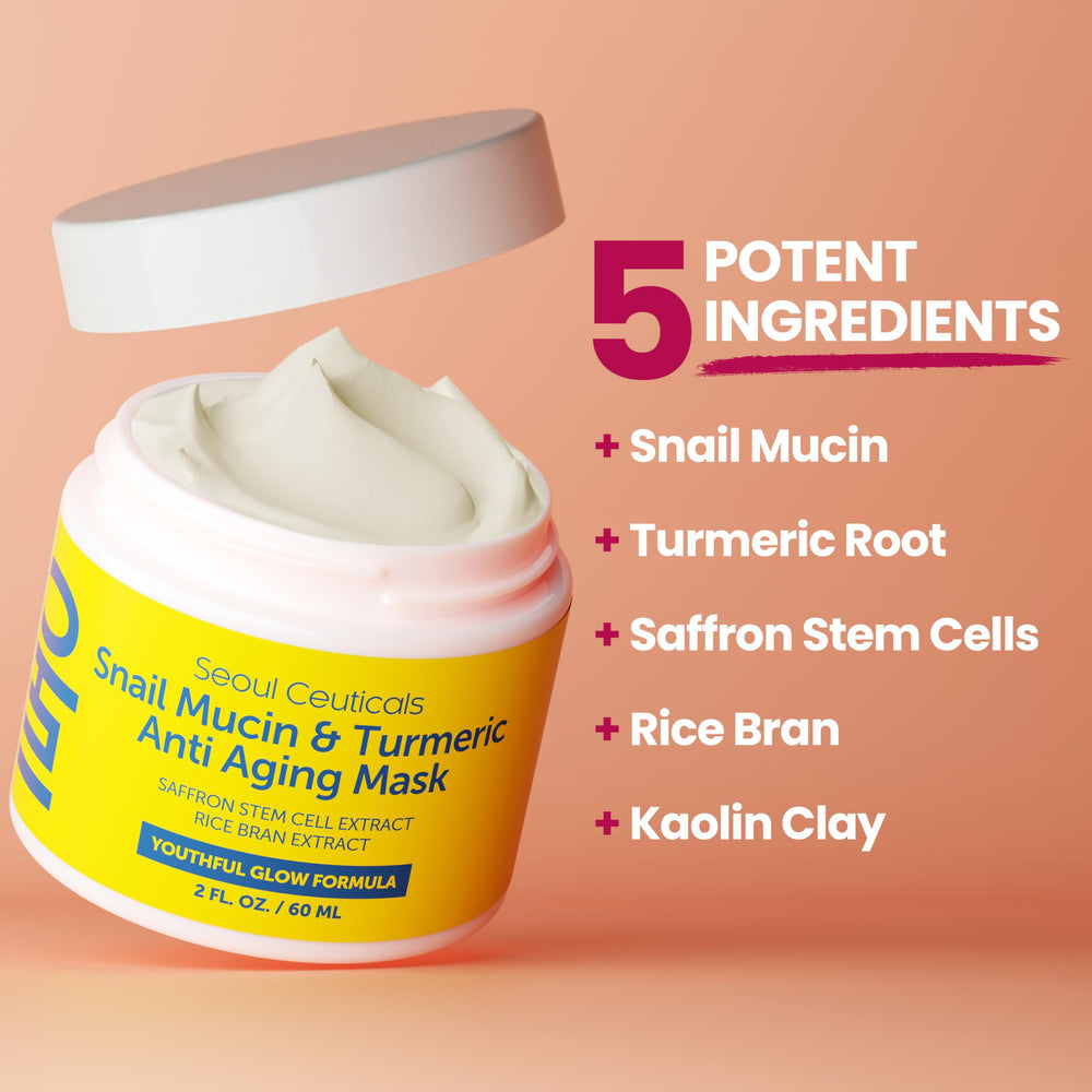 SeoulCeuticals máscara coreana de caracol con cúrcuma, ayuda a calmar y nutrir la piel.